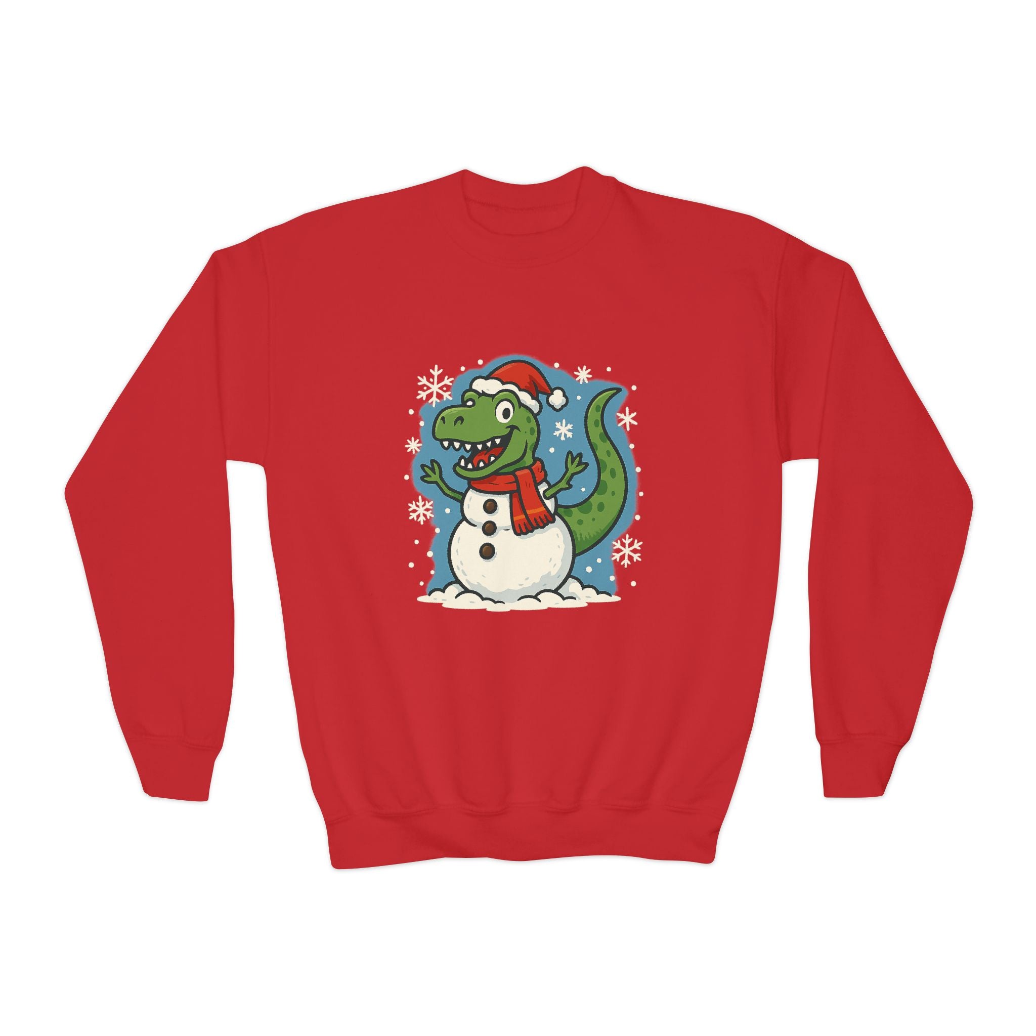 Festive Dinosaur Snowman Christmas Holiday Kids Sweatshirt