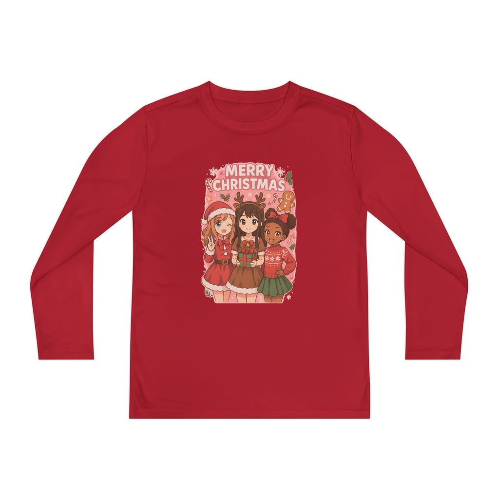 Merry Christmas Cute Anime Girls Holiday Long Sleeve Tee