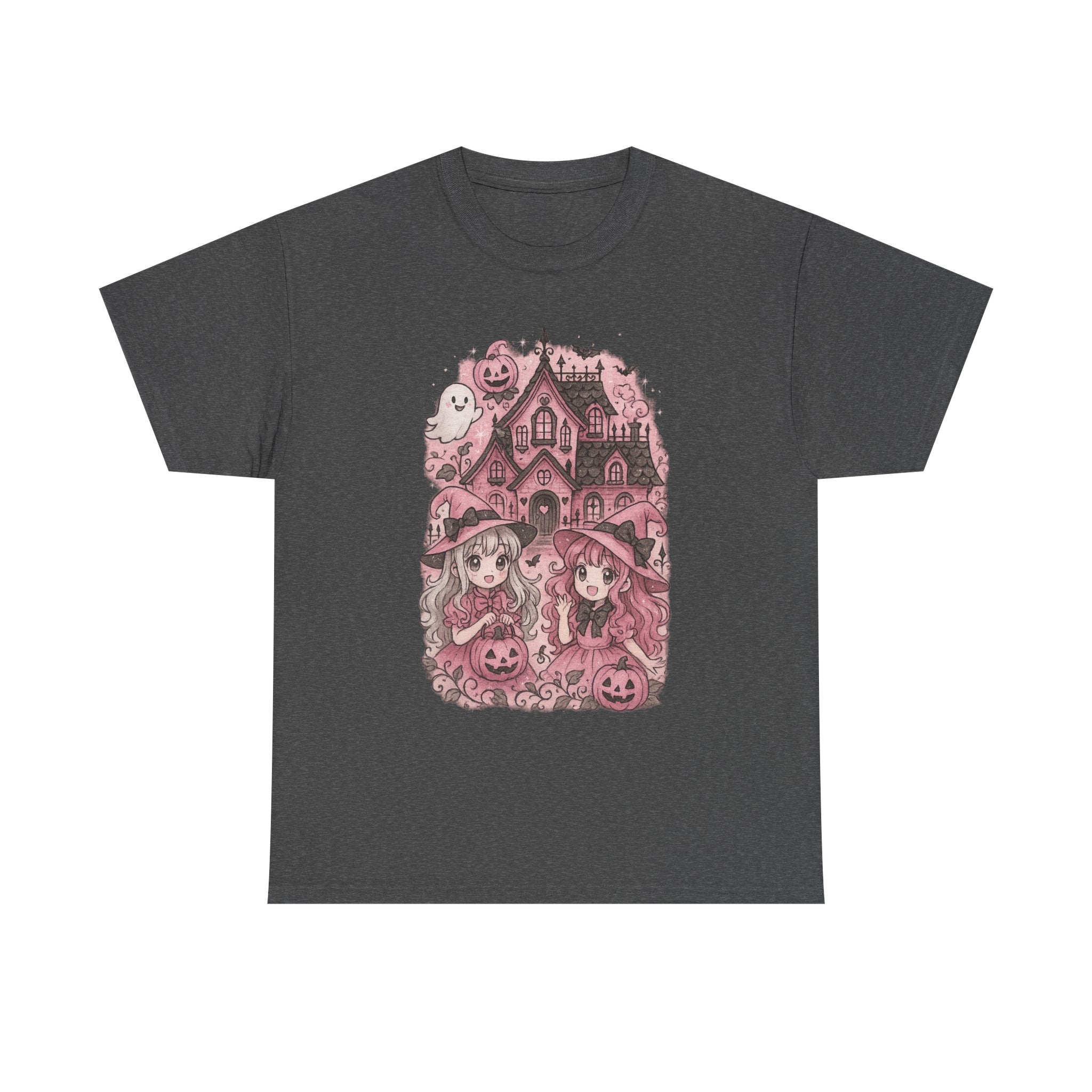 Anime Cartoon Halloween-Themed Unisex Heavy Cotton Tee, Spooky Shirt for Fall,