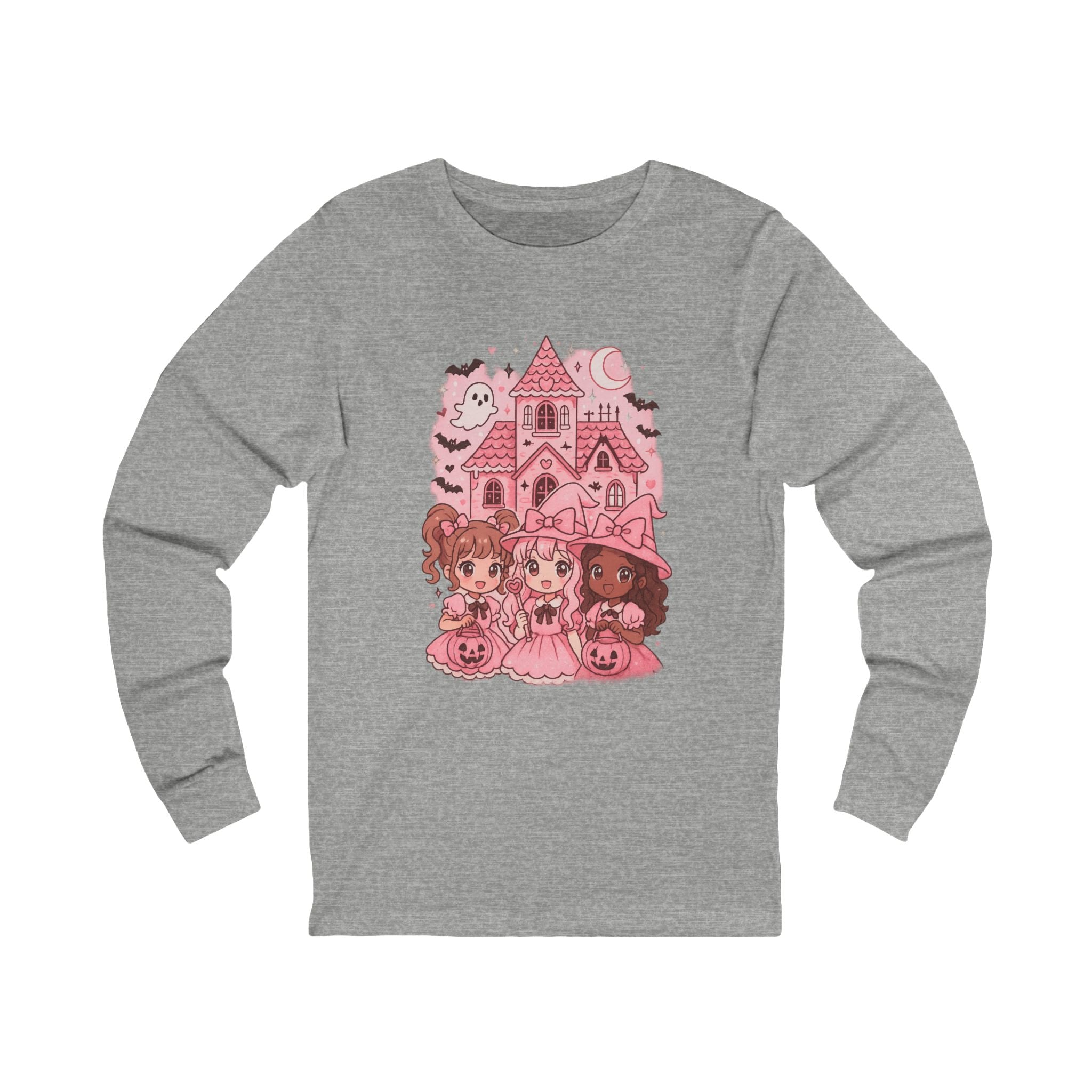 Anime Cartoon, Cute Halloween Girls Long Sleeve Tee, Fall Fashion, Spooky Season, Halloween Party, Gift for Her