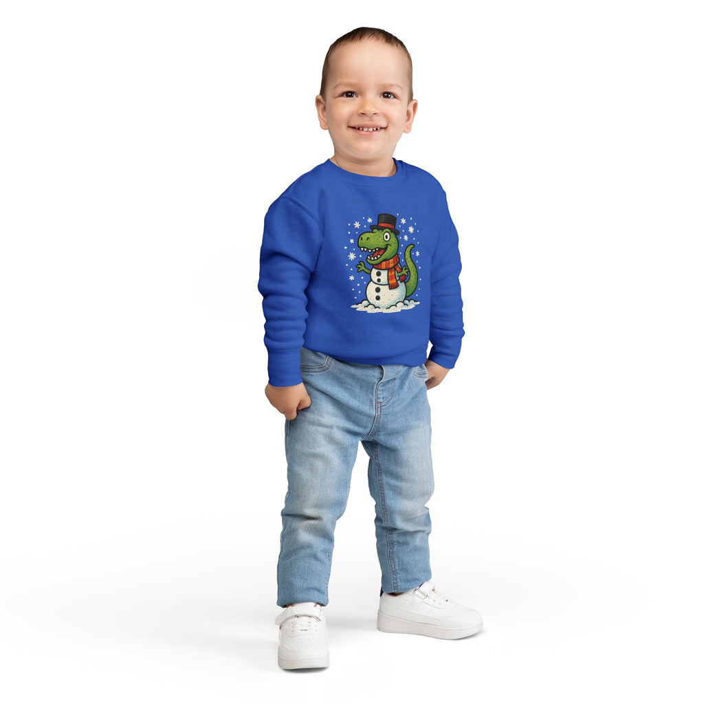 Kids Holiday Sweatshirt Cute T-Rex Dinosaur Snowman Christmas Pullover for Toddlers