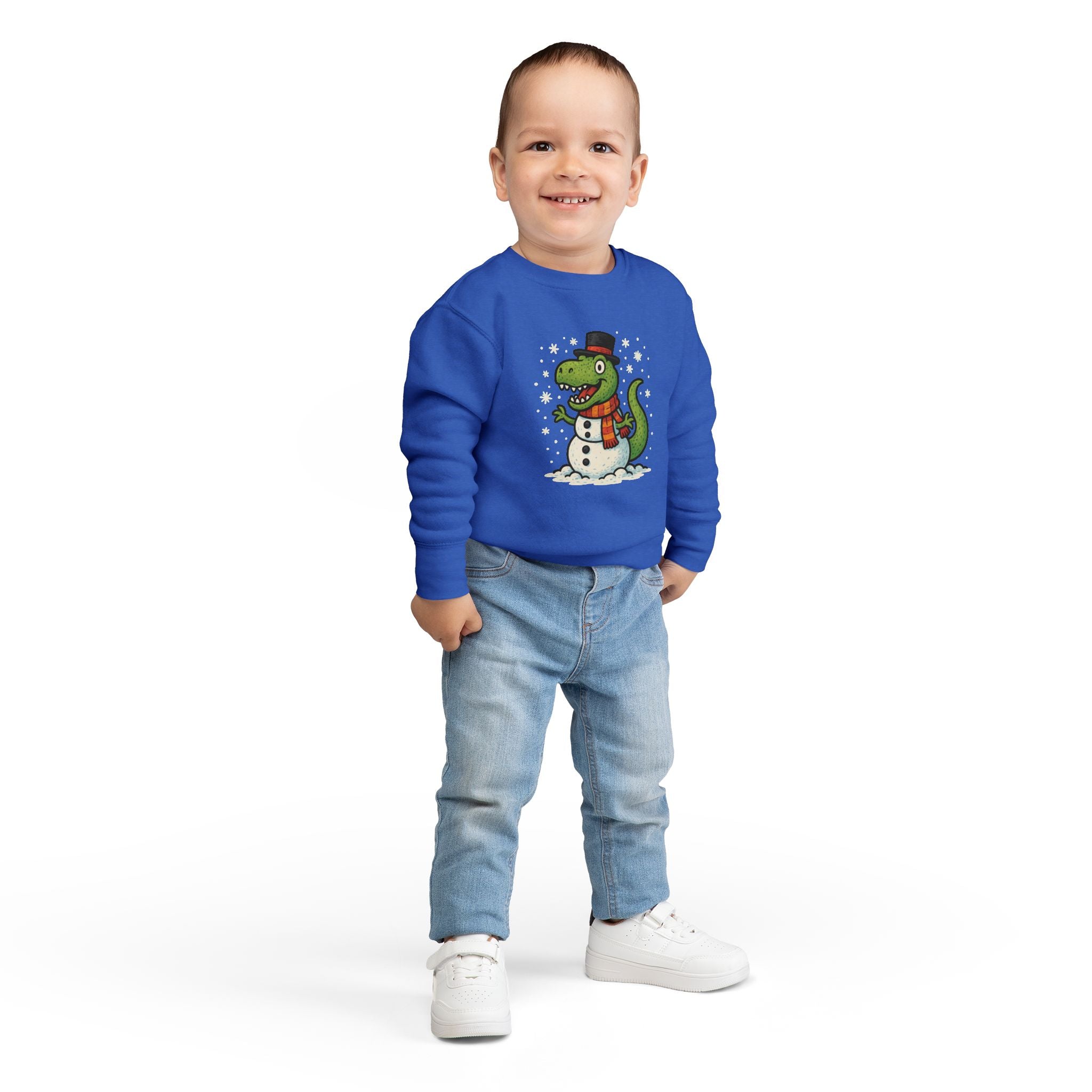 Kids Holiday Sweatshirt Cute T-Rex Dinosaur Snowman Christmas Pullover for Toddlers