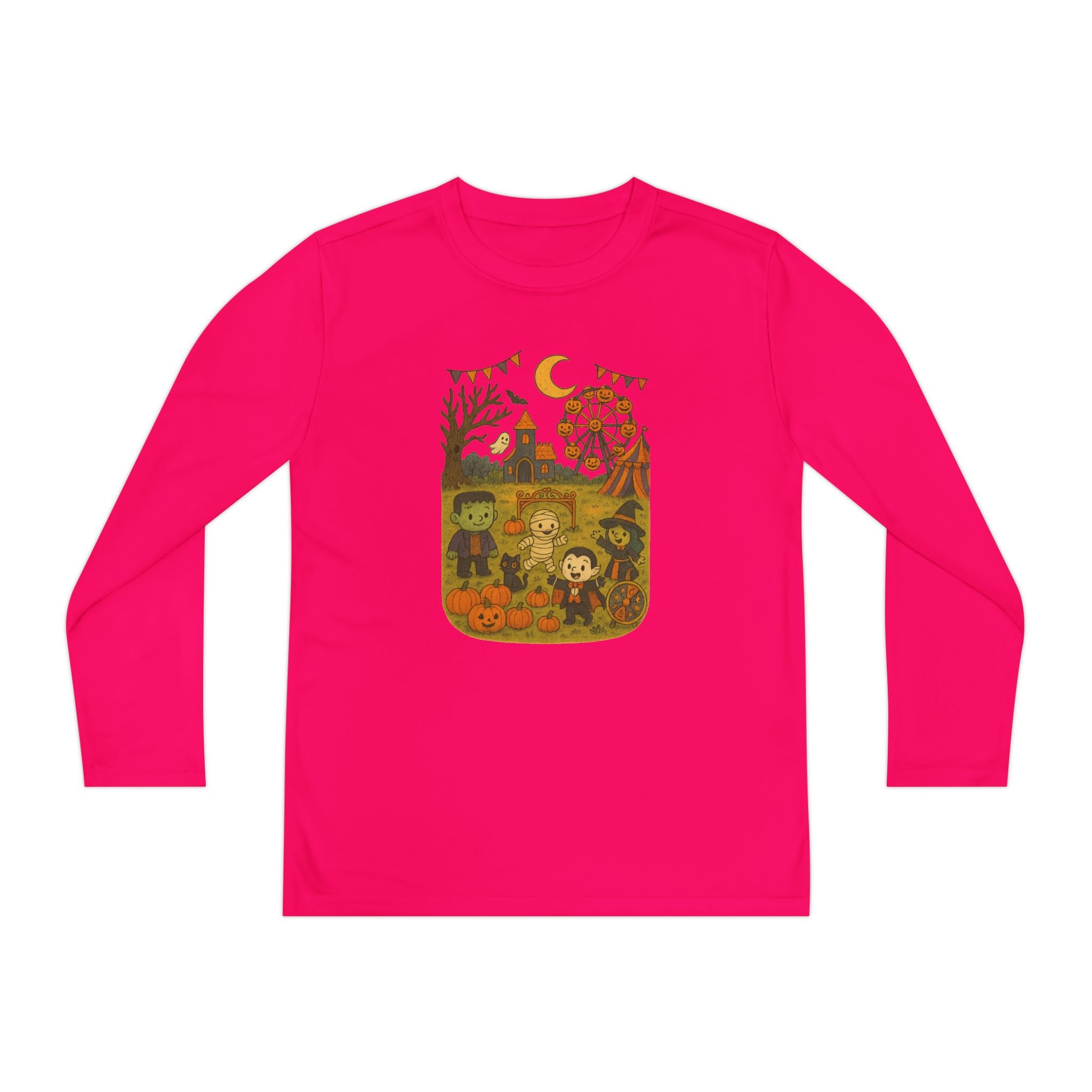 Spooky Halloween Youth Long Sleeve Tee, Fall T-Shirt, Trick-or-Treat Shirt, Kids Costume Top, Halloween Party Wear