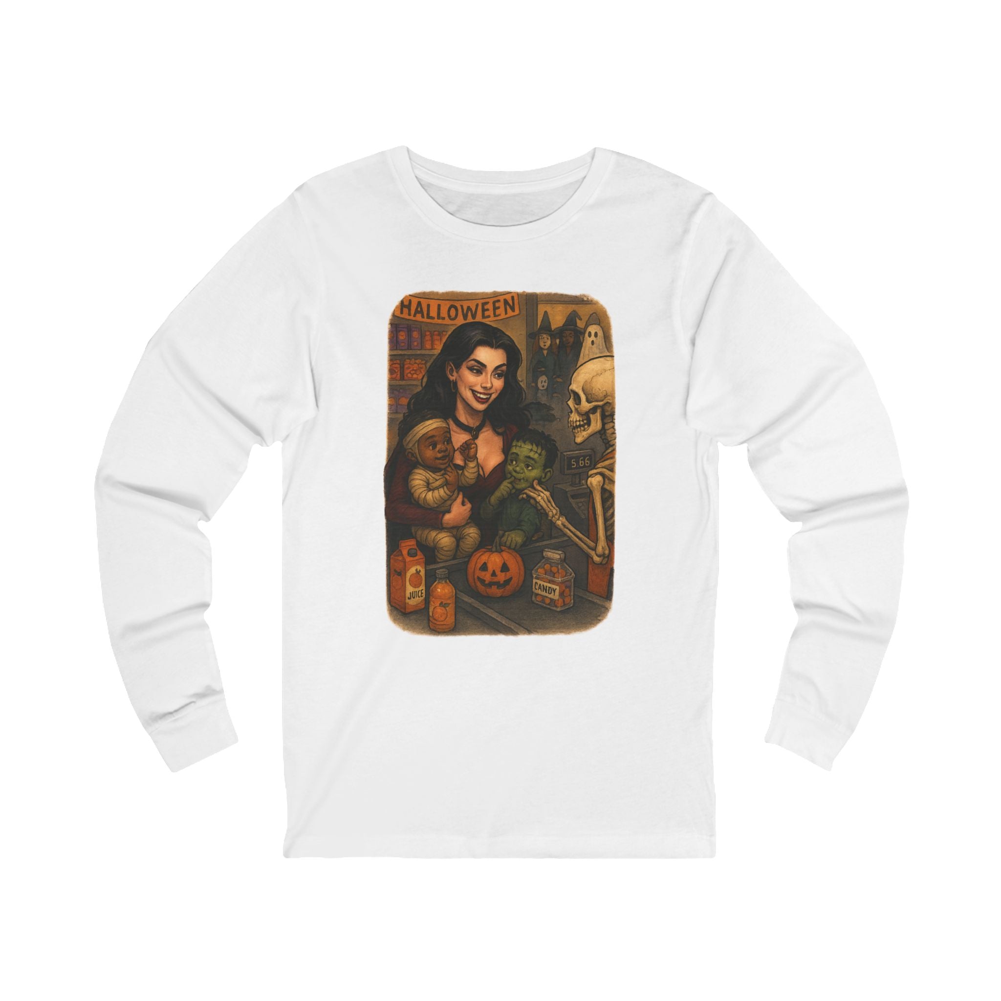 Halloween Graphic Unisex Long Sleeve Tee, Vintage Halloween Costume Shirt, Mommy daily life