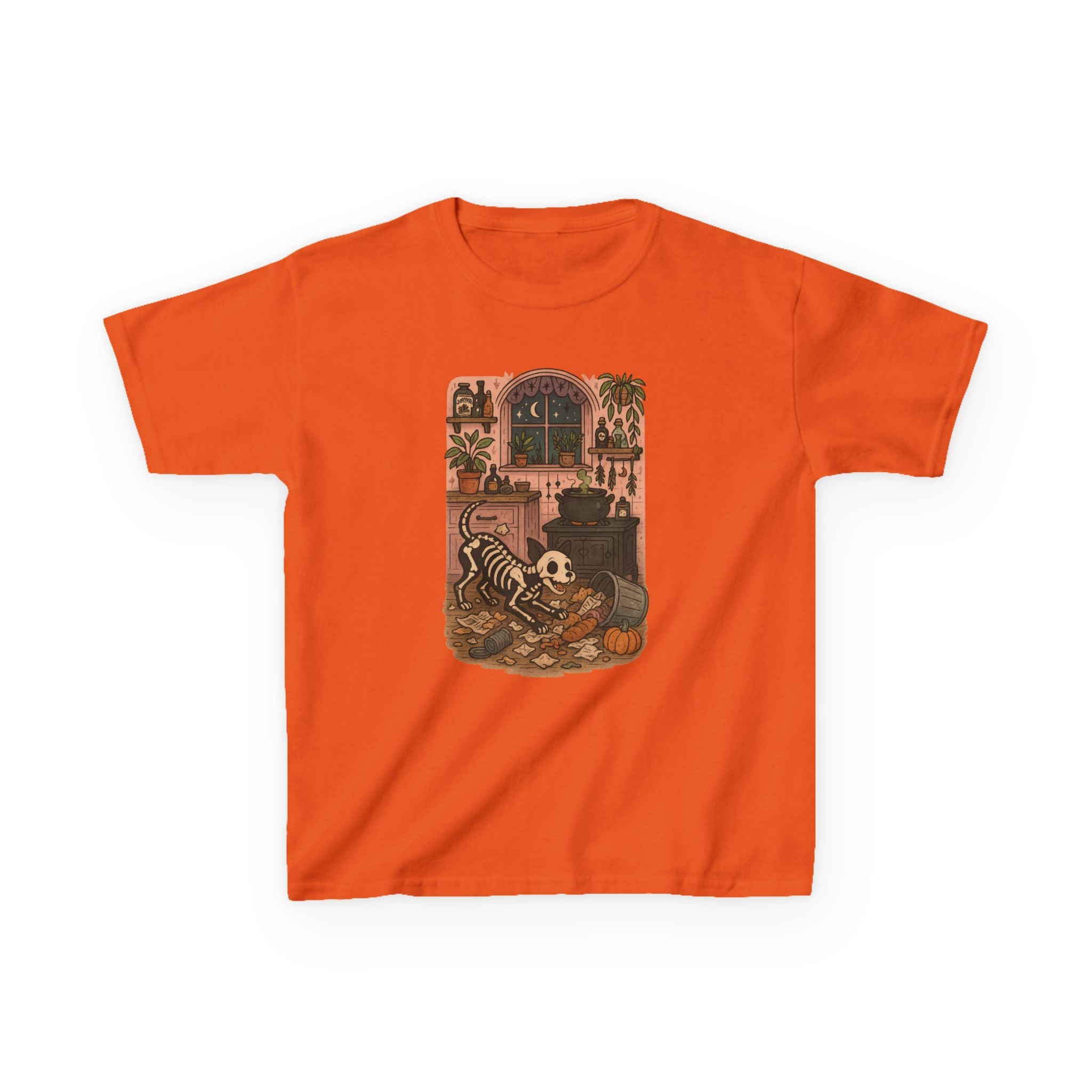 Spooky Skeleton Kids Tee, Halloween Shirt, Cool Kids Clothes, Fun Graphic Tee, Dog Lover, Fall Party Outfit