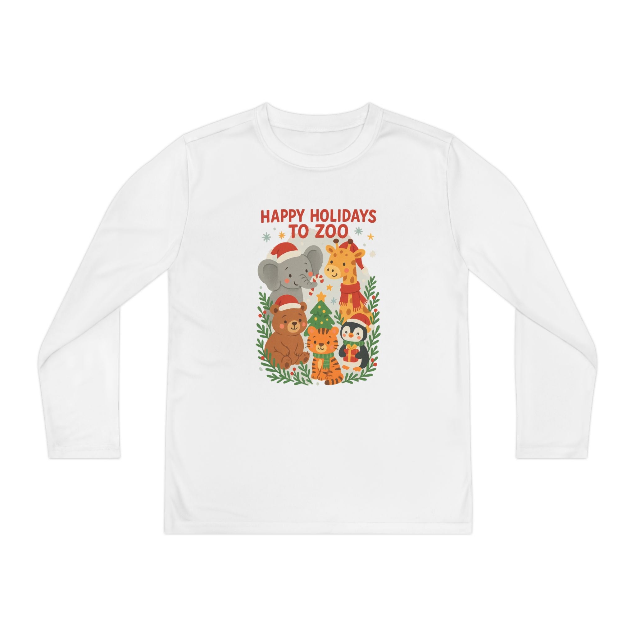 Happy Holidays to Zoo Kids Christmas Festive Animal Long Sleeve Tee