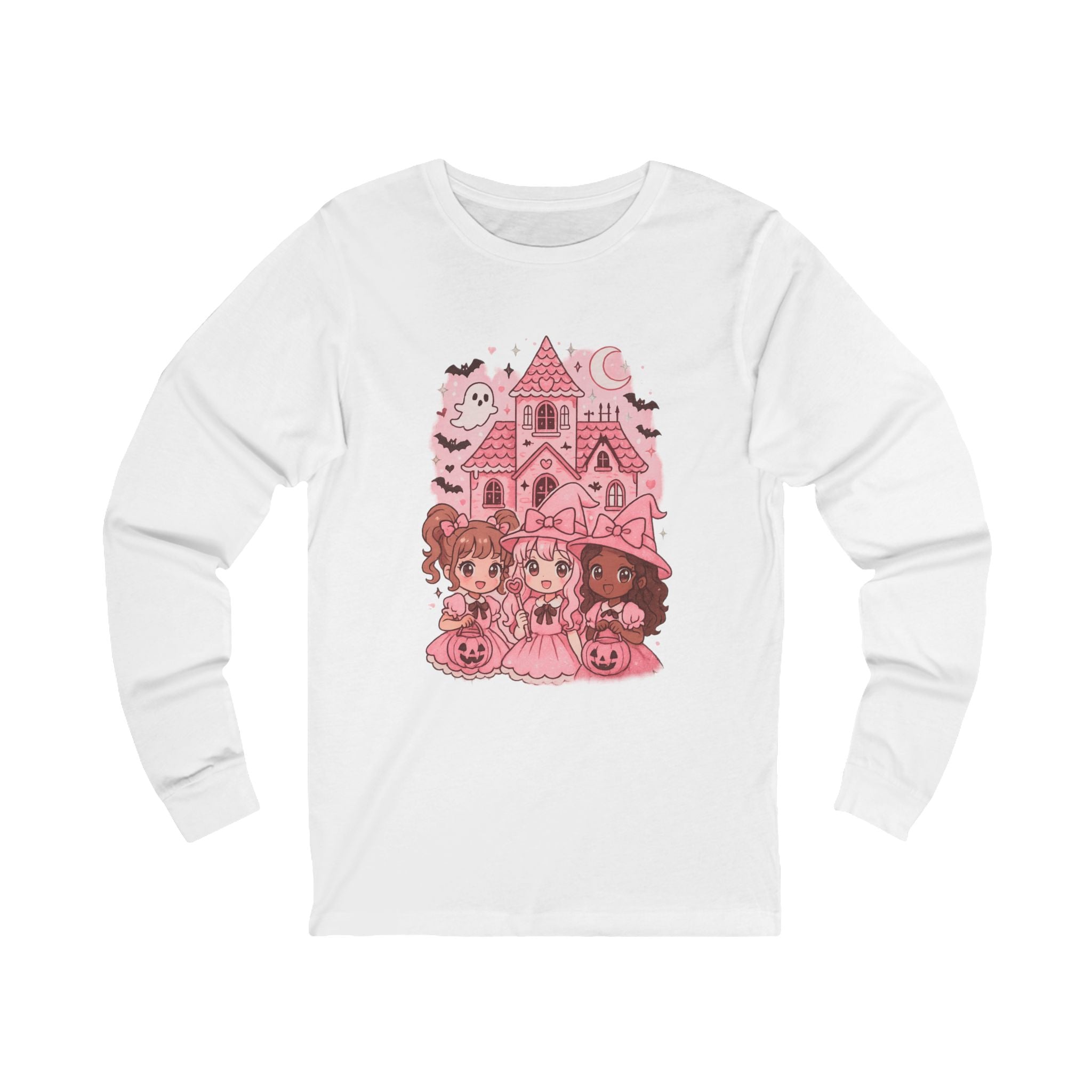 Anime Cartoon, Cute Halloween Girls Long Sleeve Tee, Fall Fashion, Spooky Season, Halloween Party, Gift for Her