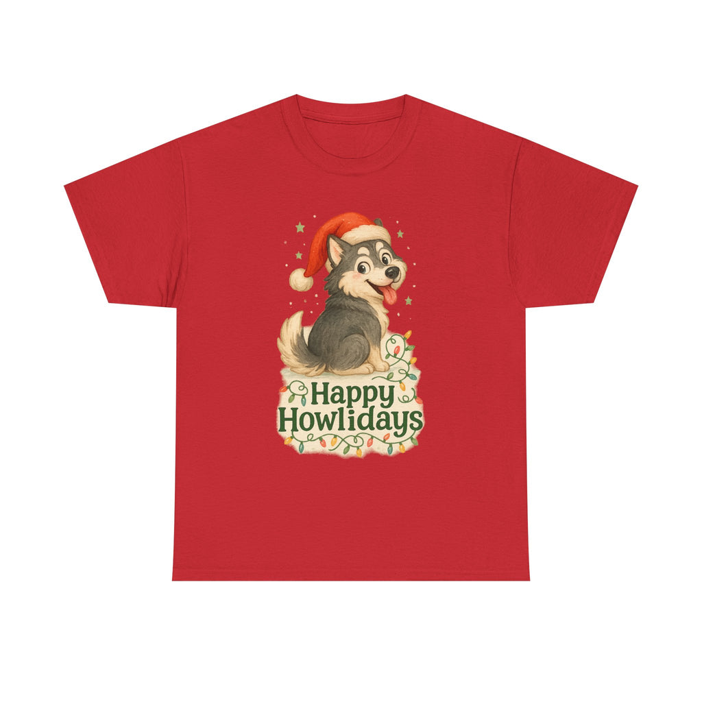 Happy Howlidays Husky Dog Christmas T-Shirt