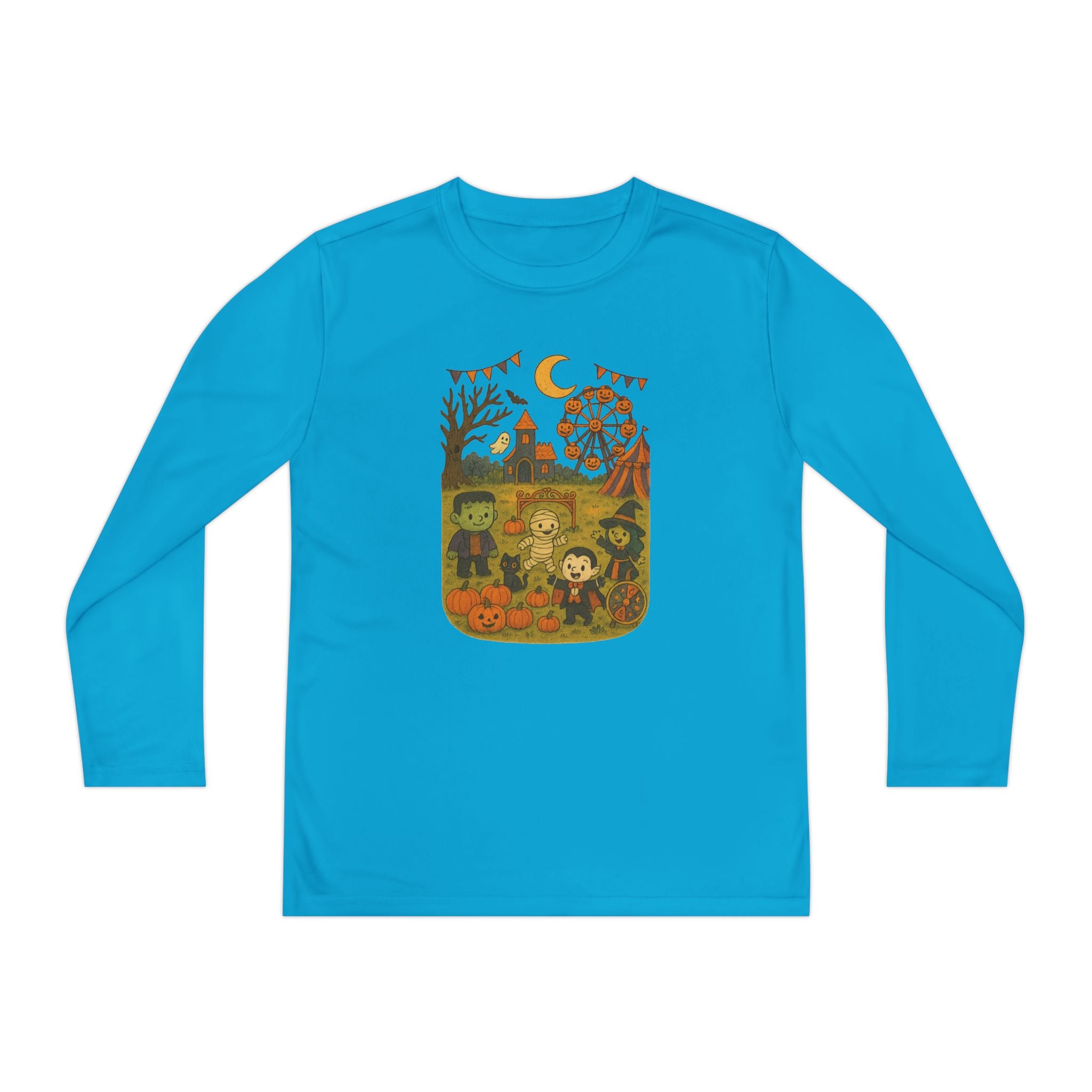 Spooky Halloween Youth Long Sleeve Tee, Fall T-Shirt, Trick-or-Treat Shirt, Kids Costume Top, Halloween Party Wear