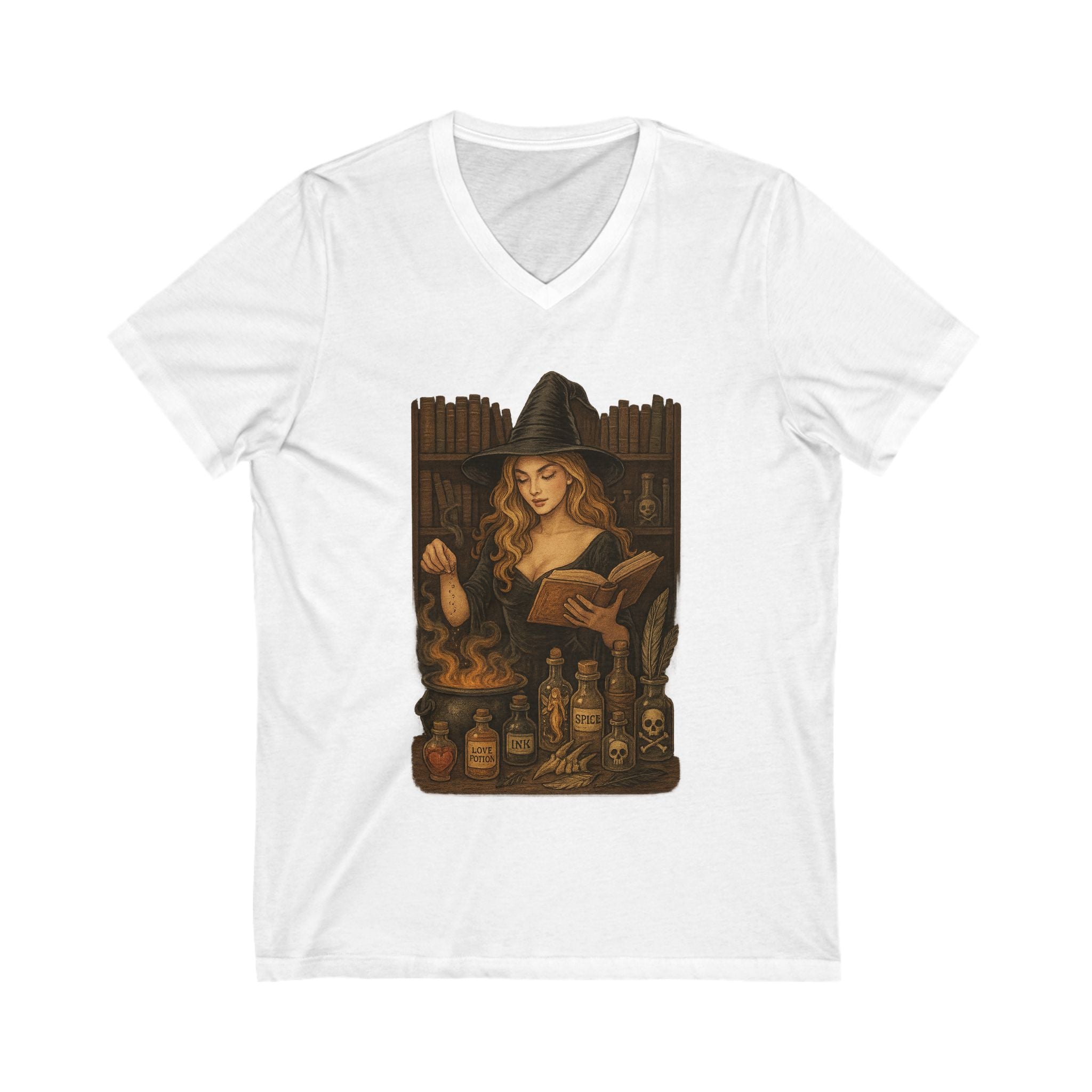 Witchy V-Neck Tee, Magical T-Shirt, Halloween Apparel, Dark Romance Book, Witch Gift, Stylish Casual Wear