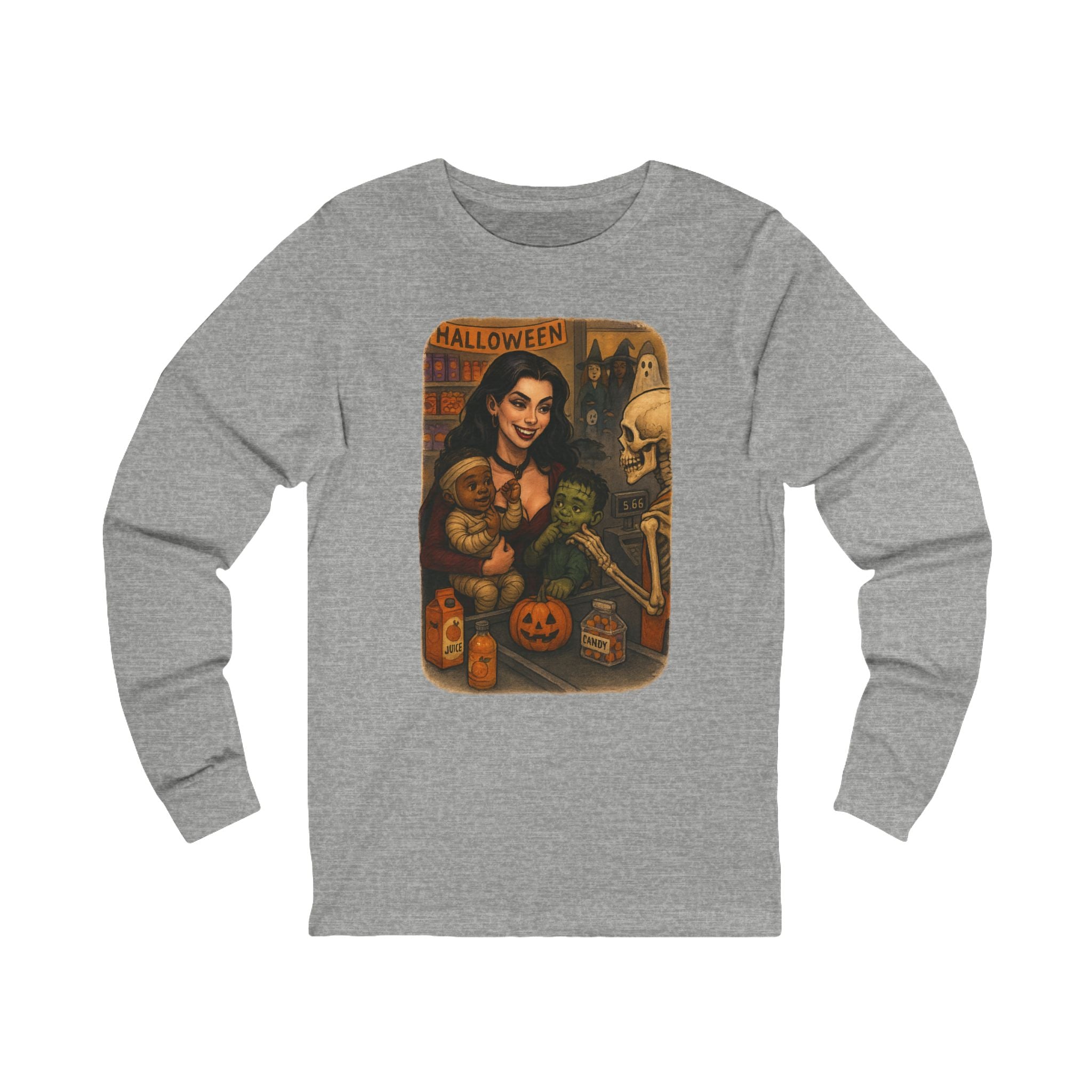 Halloween Graphic Unisex Long Sleeve Tee, Vintage Halloween Costume Shirt, Mommy daily life