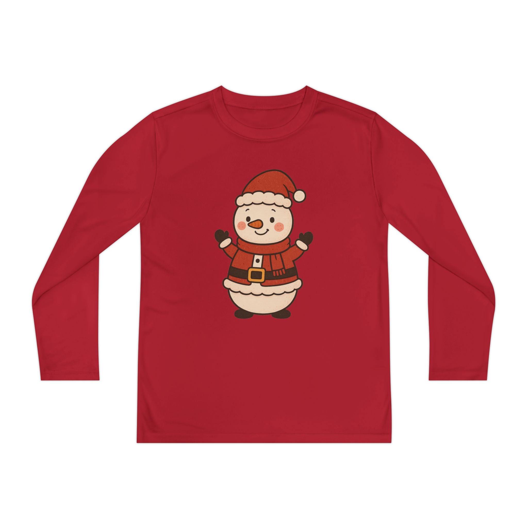 Kids Long-Sleeve Tee — Cute Santa Claus Snowman Christmas Shirt