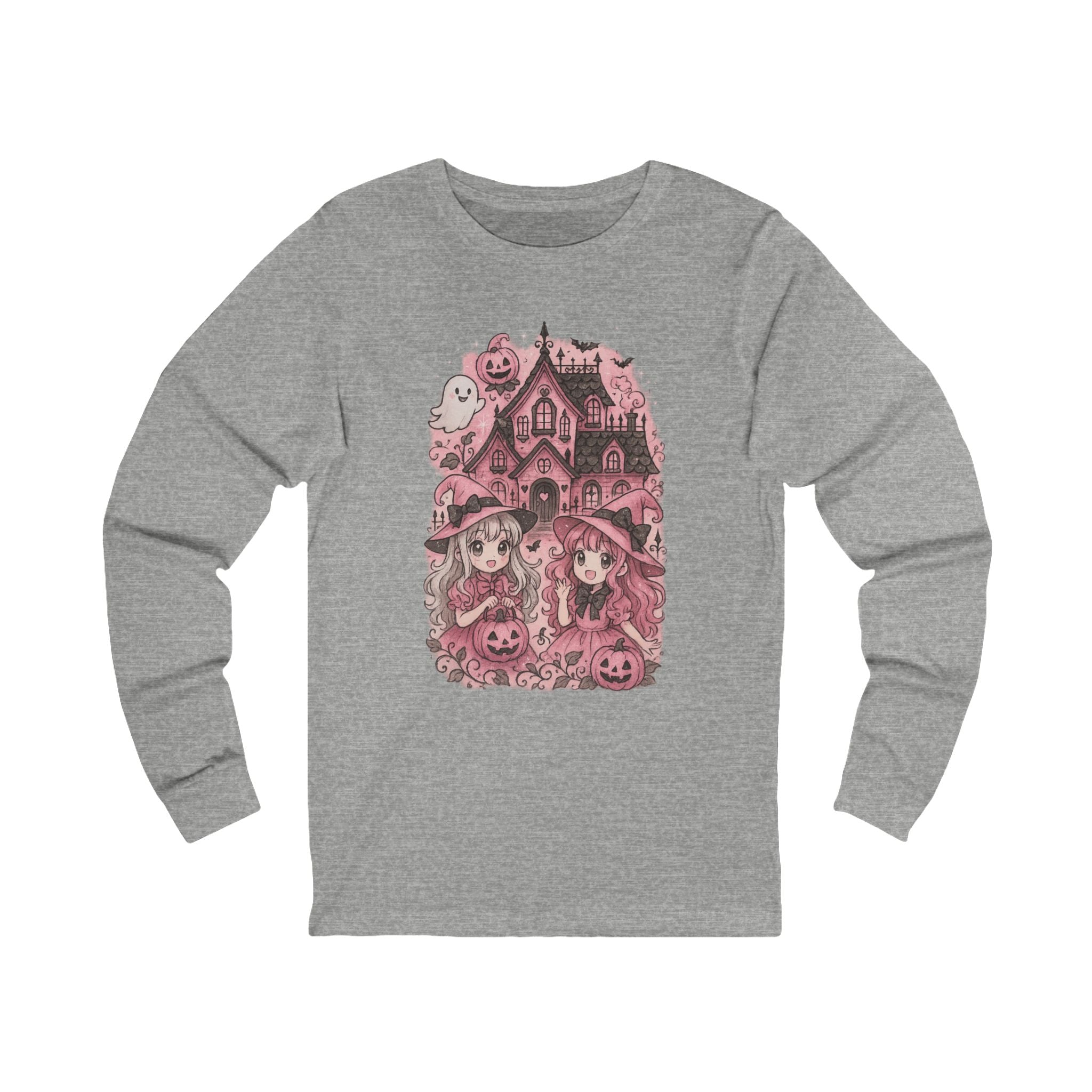 Anime Cartoon, Halloween-Themed Unisex Long Sleeve Tee, Girly Shirt for Fall