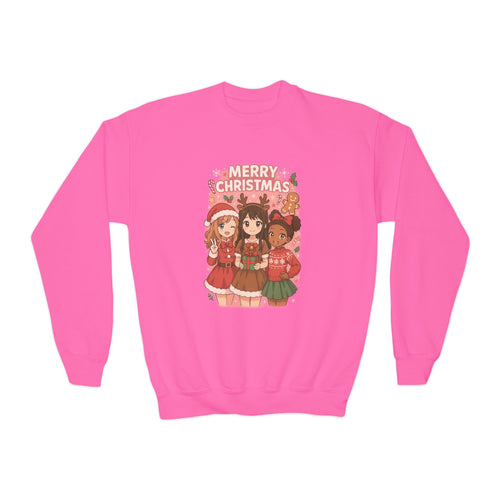 "Merry Christmas" Anime Girls Holiday Pullover Sweatshirt