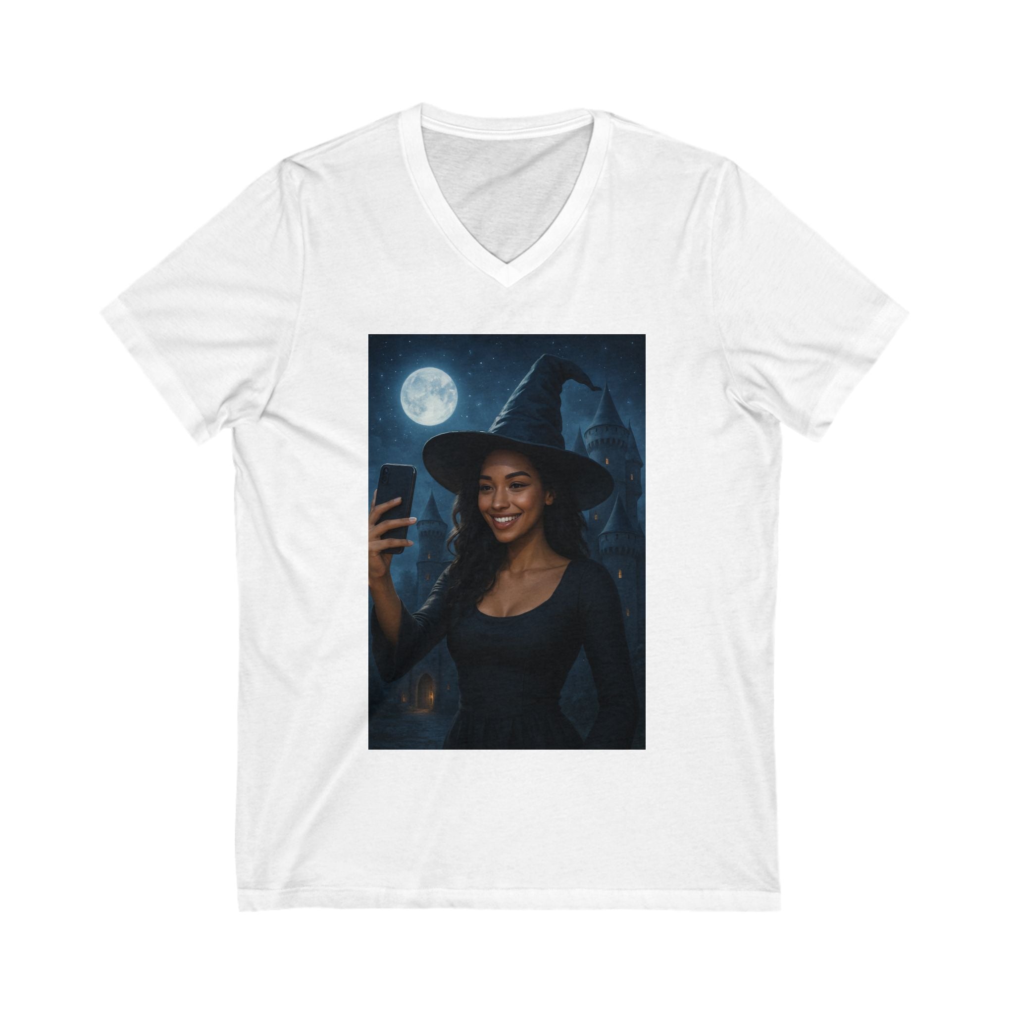 Influencer, Instagram Selfie Witch, Glamorous V-Neck T-Shirt- Perfect for Halloween, Gifts