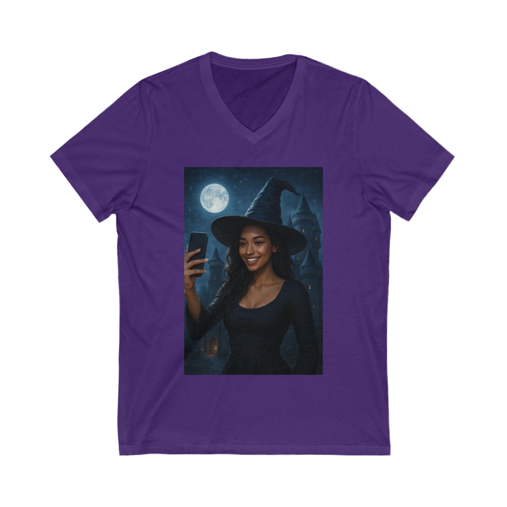 Influencer, Instagram Selfie Witch, Glamorous V-Neck T-Shirt- Perfect for Halloween, Gifts