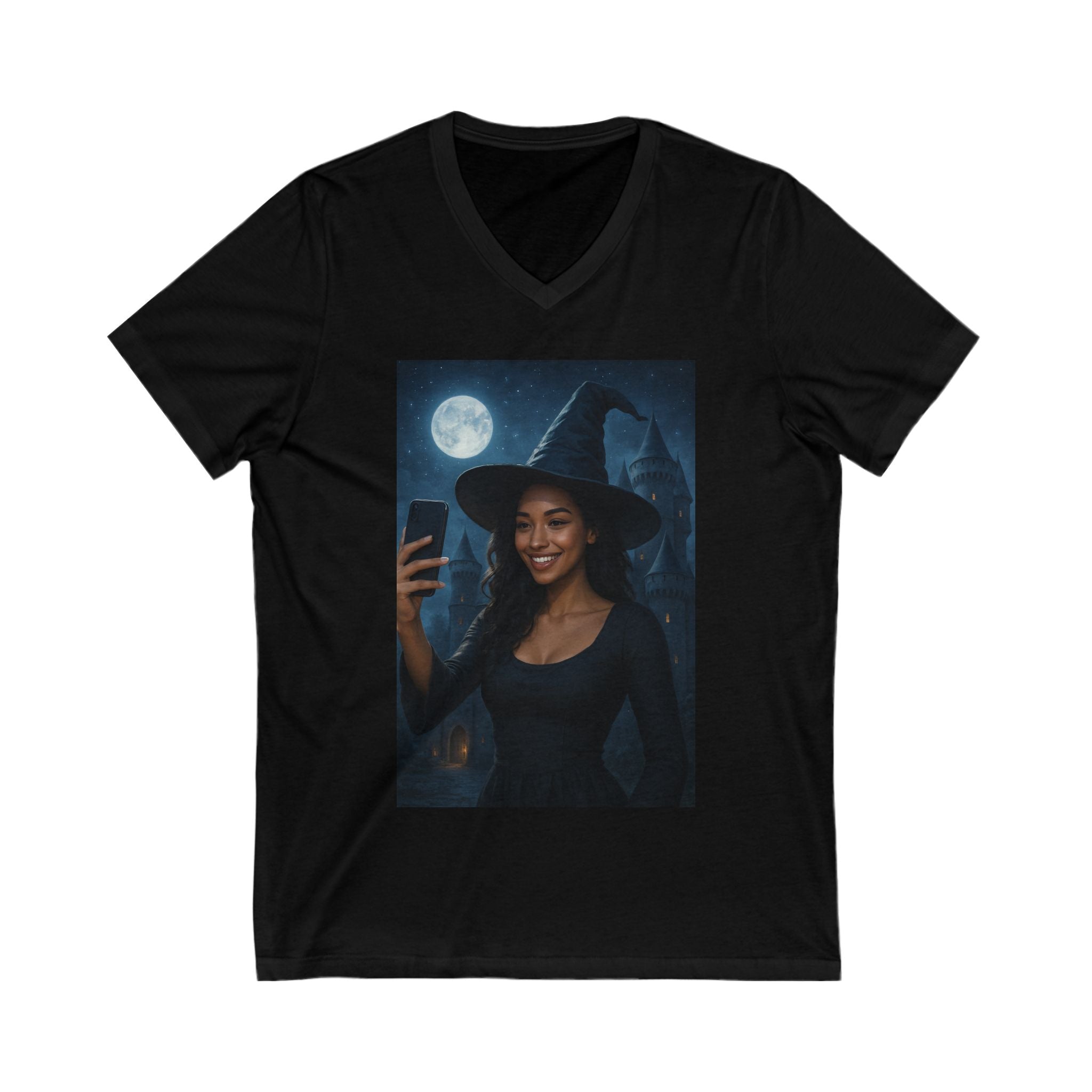 Influencer, Instagram Selfie Witch, Glamorous V-Neck T-Shirt- Perfect for Halloween, Gifts