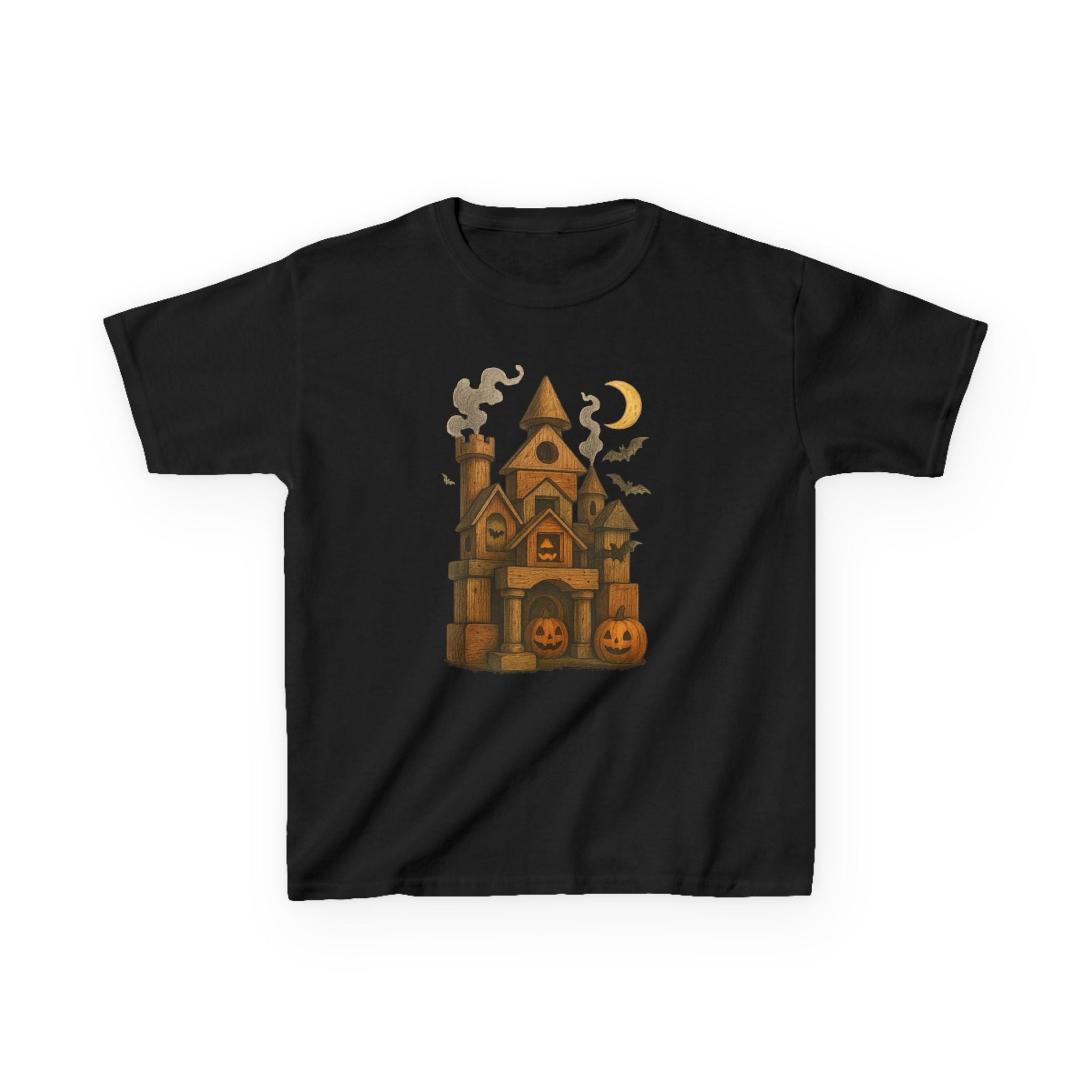 Spooky Wood Block Castle Kids Tee | Halloween T-Shirt, Fun Kids Clothes