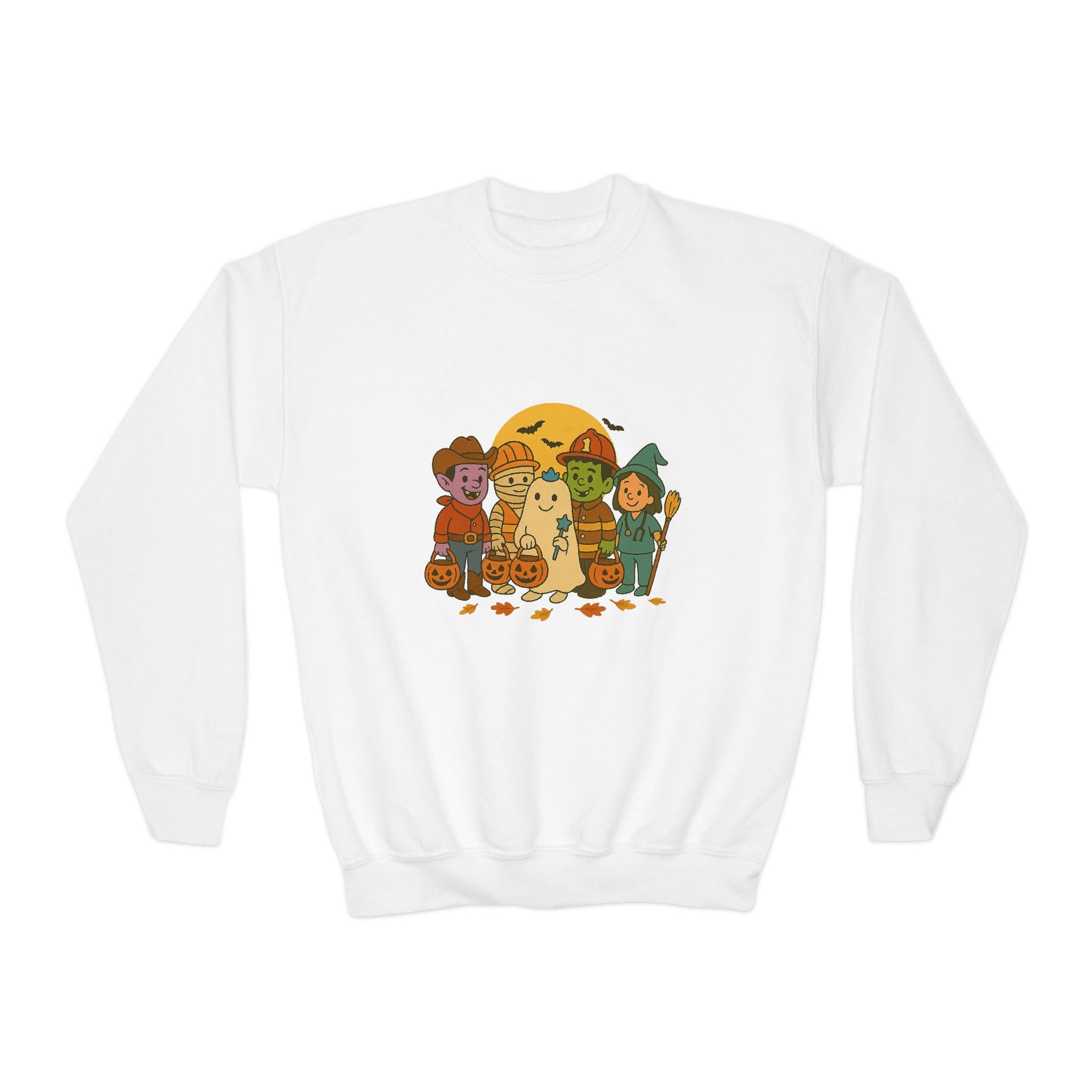 Halloween Kids Crewneck Sweatshirt, Pumpkin Costume Sweatshirt, Autumn Youth Clothing, Fun Holiday Gift