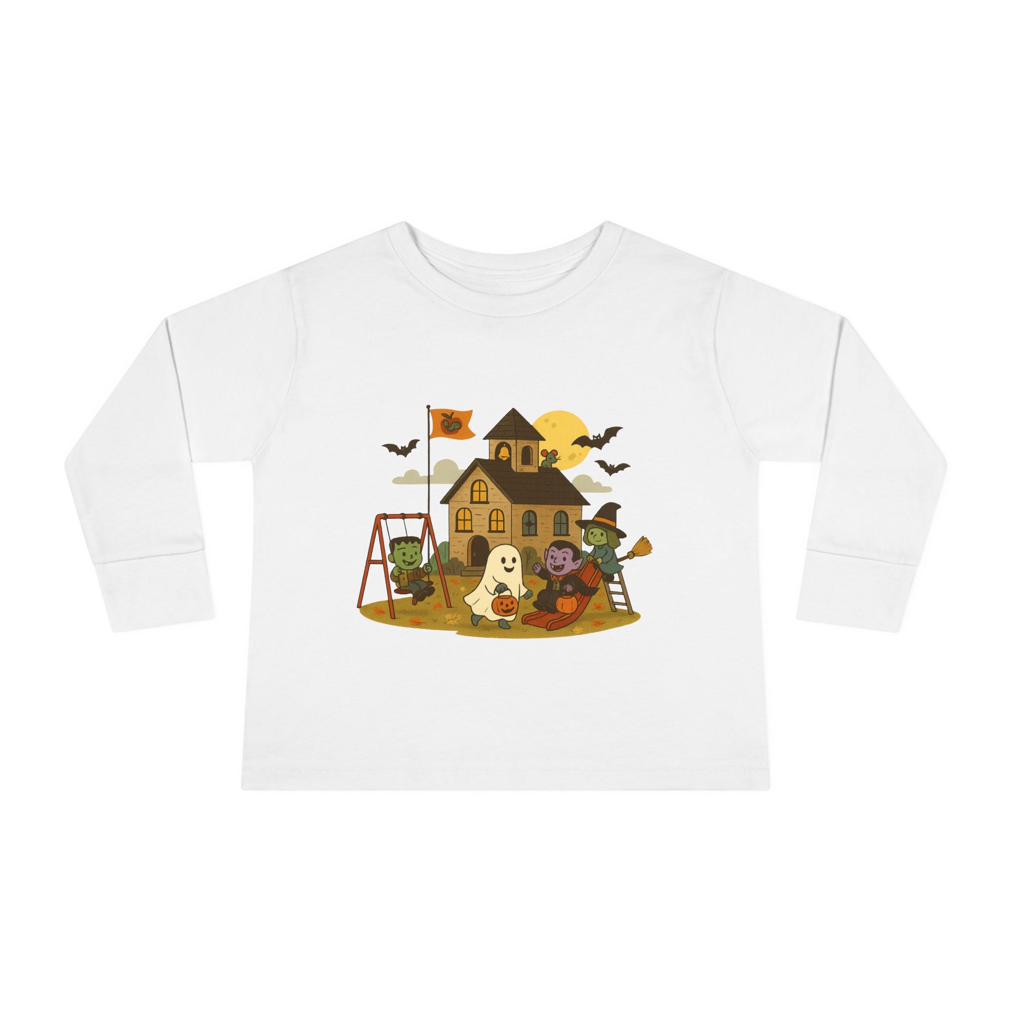 Toddler Halloween Long Sleeve Tee - Cute Ghost & Pumpkin Design, Fall Outfit, Kids Halloween Party Shirt, Toddler Gift