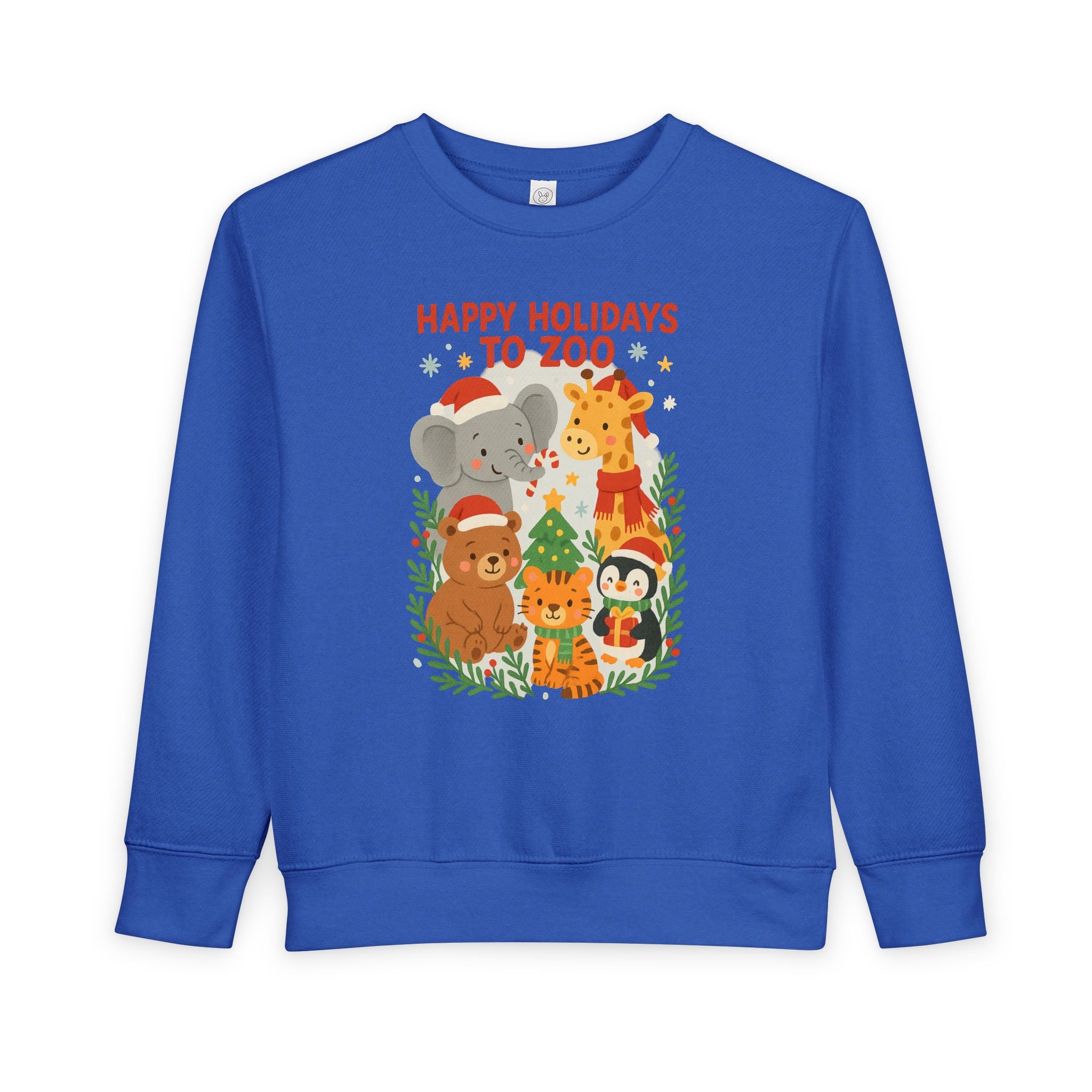 Toddler Sweatshirt - "Happy Holidays to Zoo" Cute Christmas Animal Crewneck