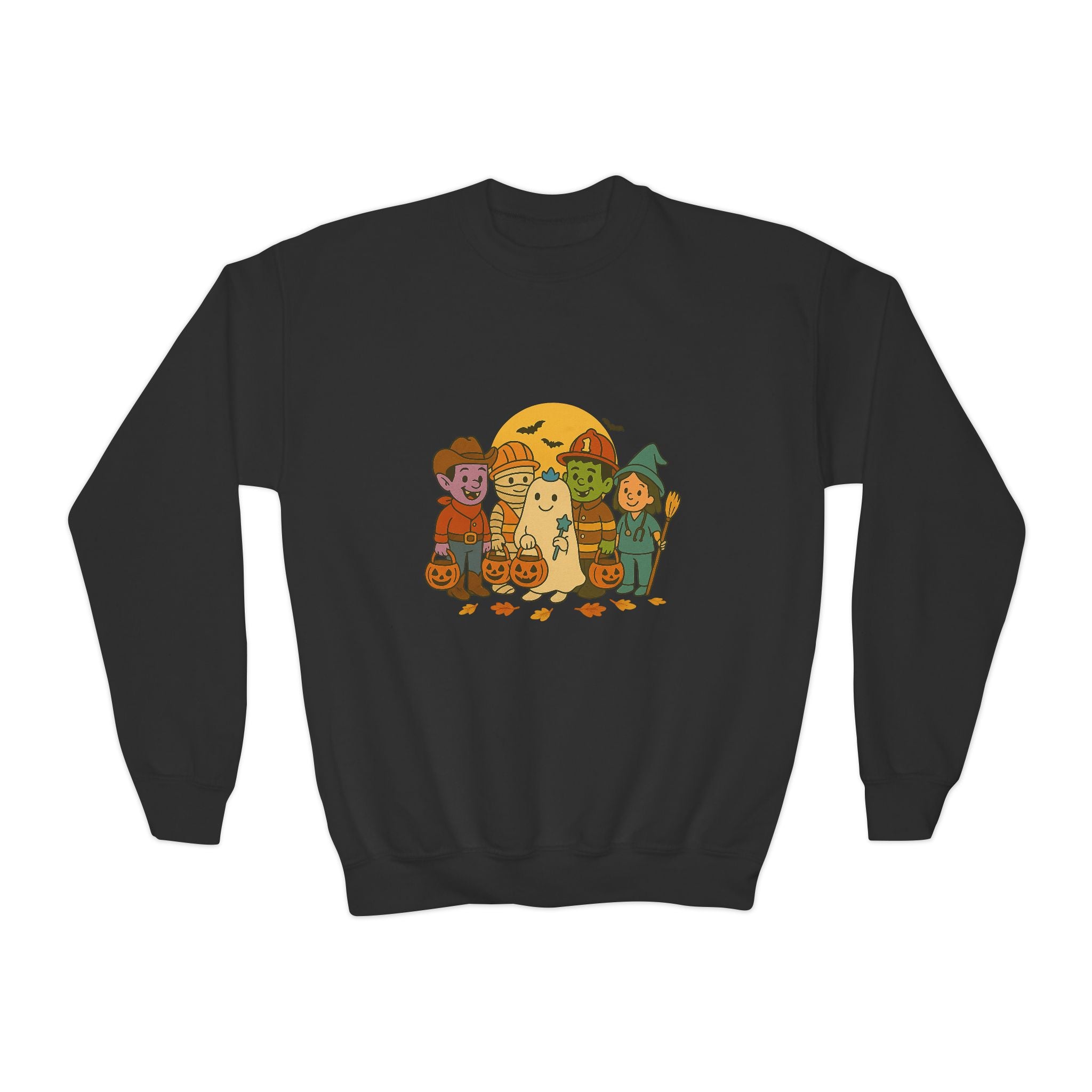 Halloween Kids Crewneck Sweatshirt, Pumpkin Costume Sweatshirt, Autumn Youth Clothing, Fun Holiday Gift