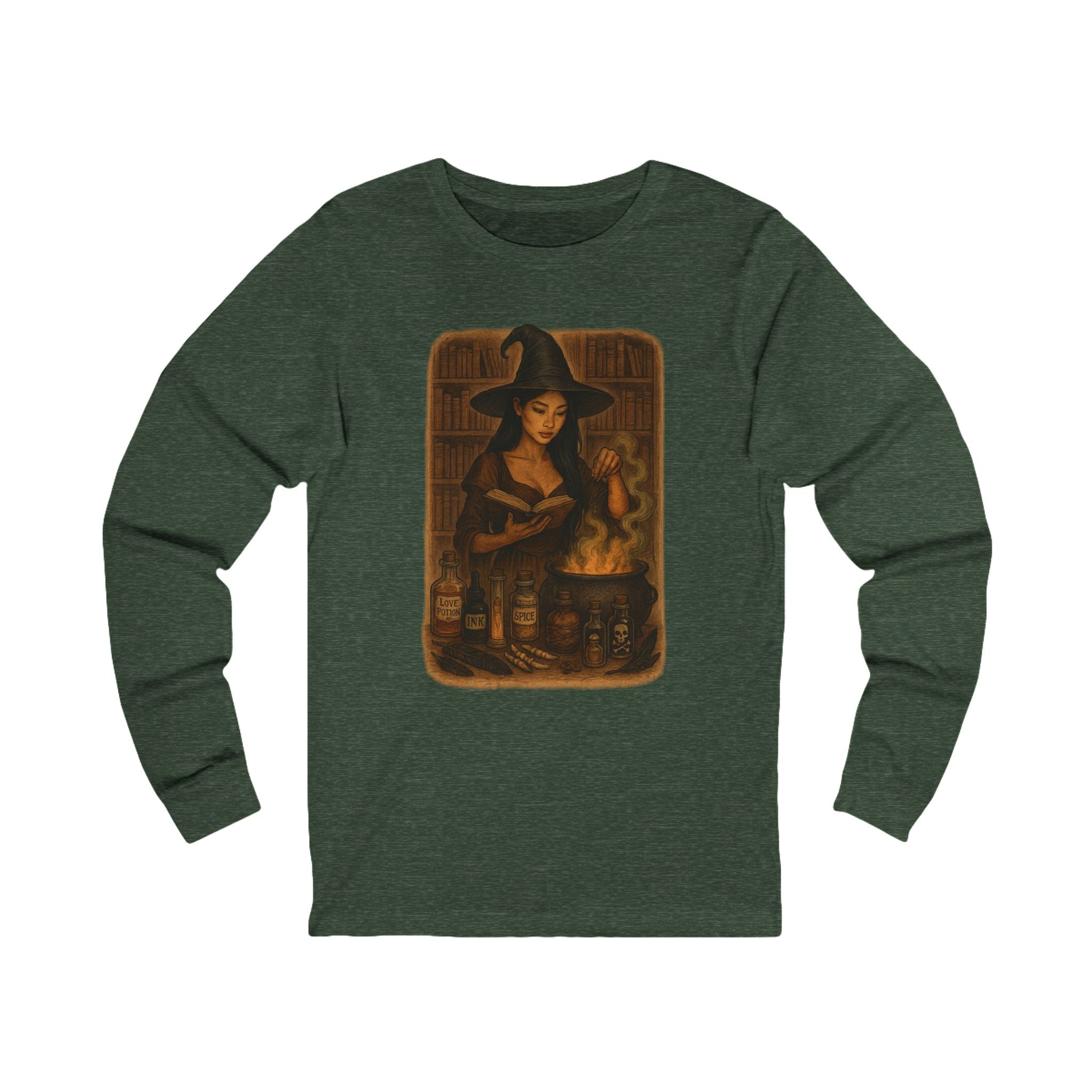 Witchy Charm Long Sleeve Tee, Dark Romance Book, Magical T-Shirt, Cozy Autumn Shirt, Halloween Apparel