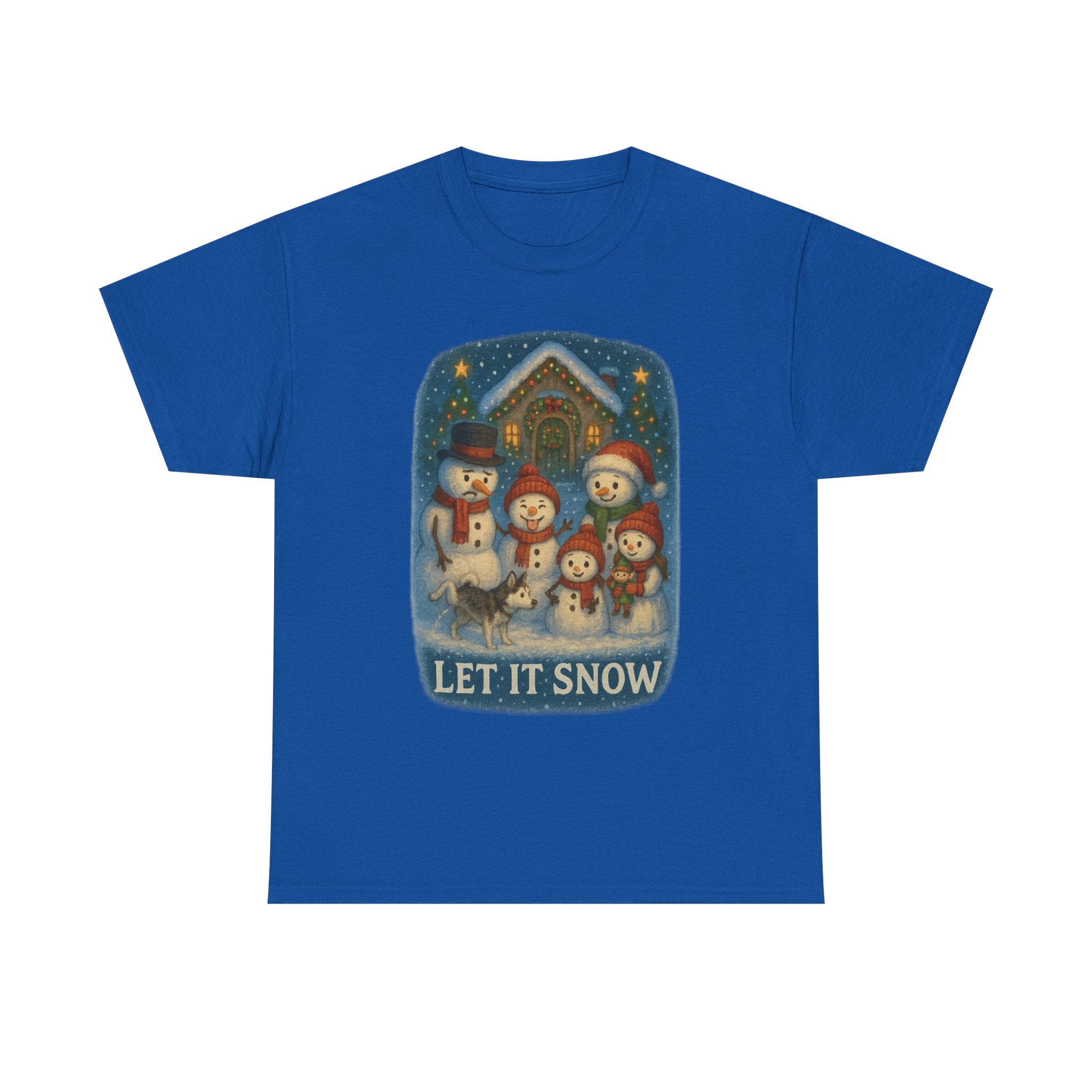 Festive Silly Snowman family  "Let It Snow" Holiday Christmas T-Shirt