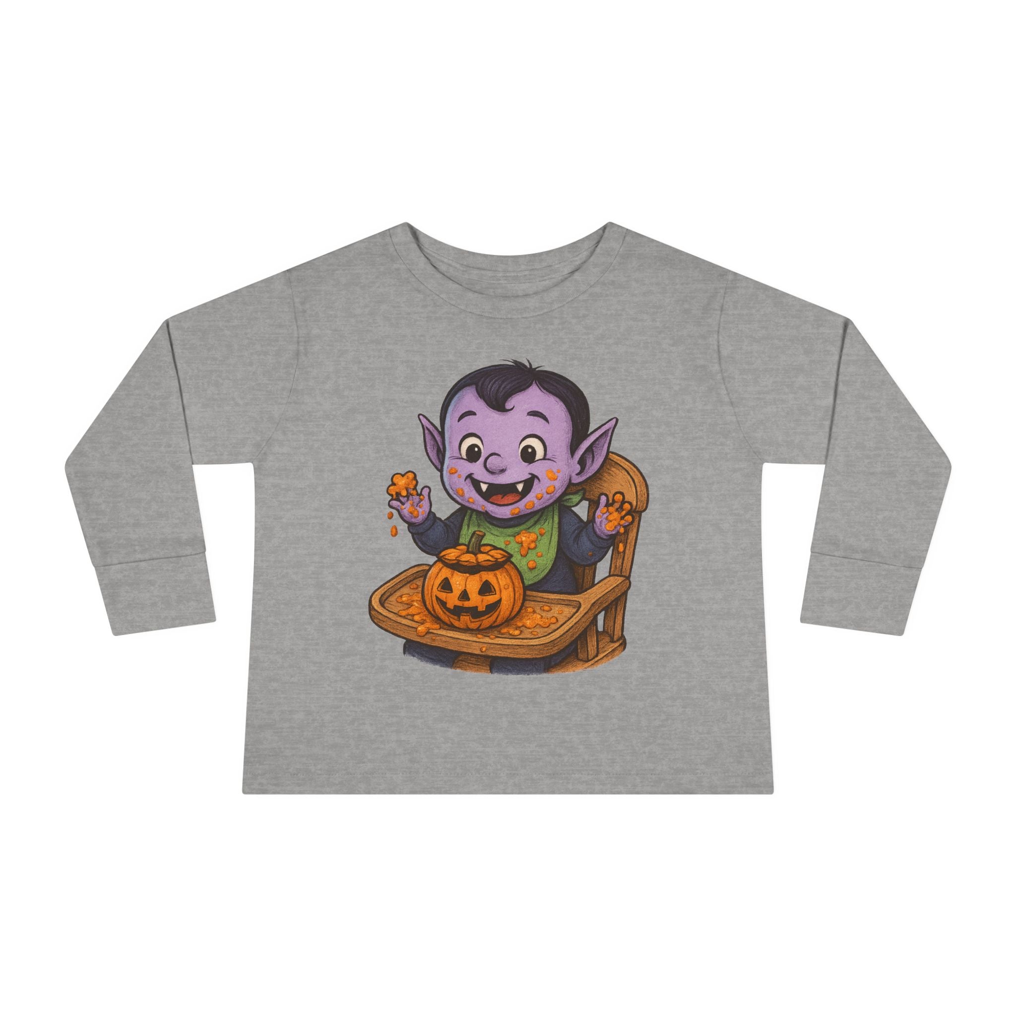Toddler Halloween Long Sleeve Tee, Cute Vampire Design, Spooky Season Apparel, Kids Fall Clothing