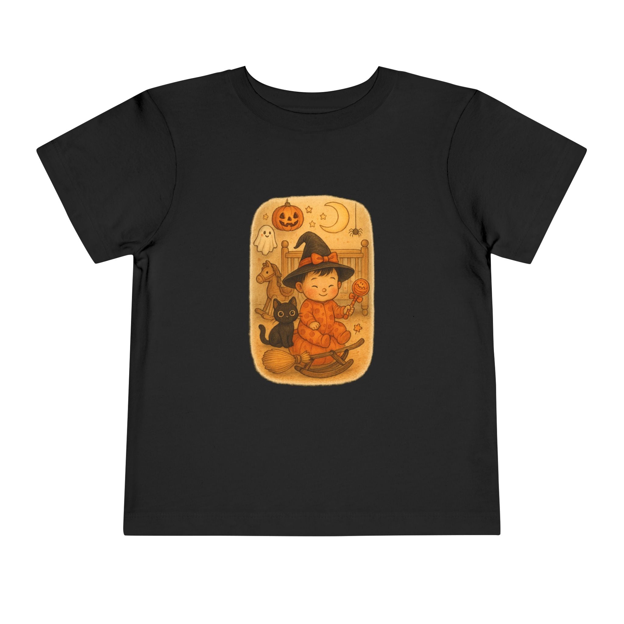 Whimsical Halloween Toddler Tee, Cute Witch Design, Toddler Halloween Costume, Spooky Fun Tee