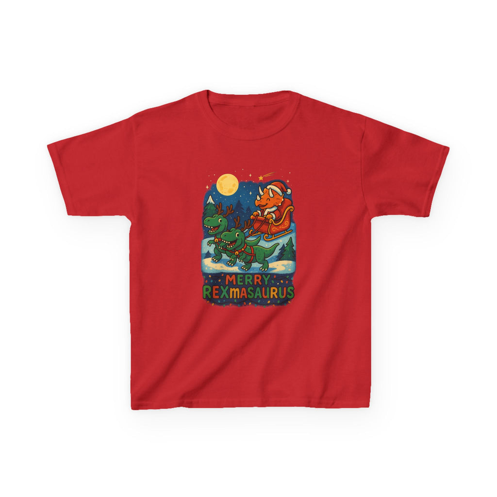 Merry Rexmasaurus Dinosaur Santa Christmas Holiday Kids T-shirt