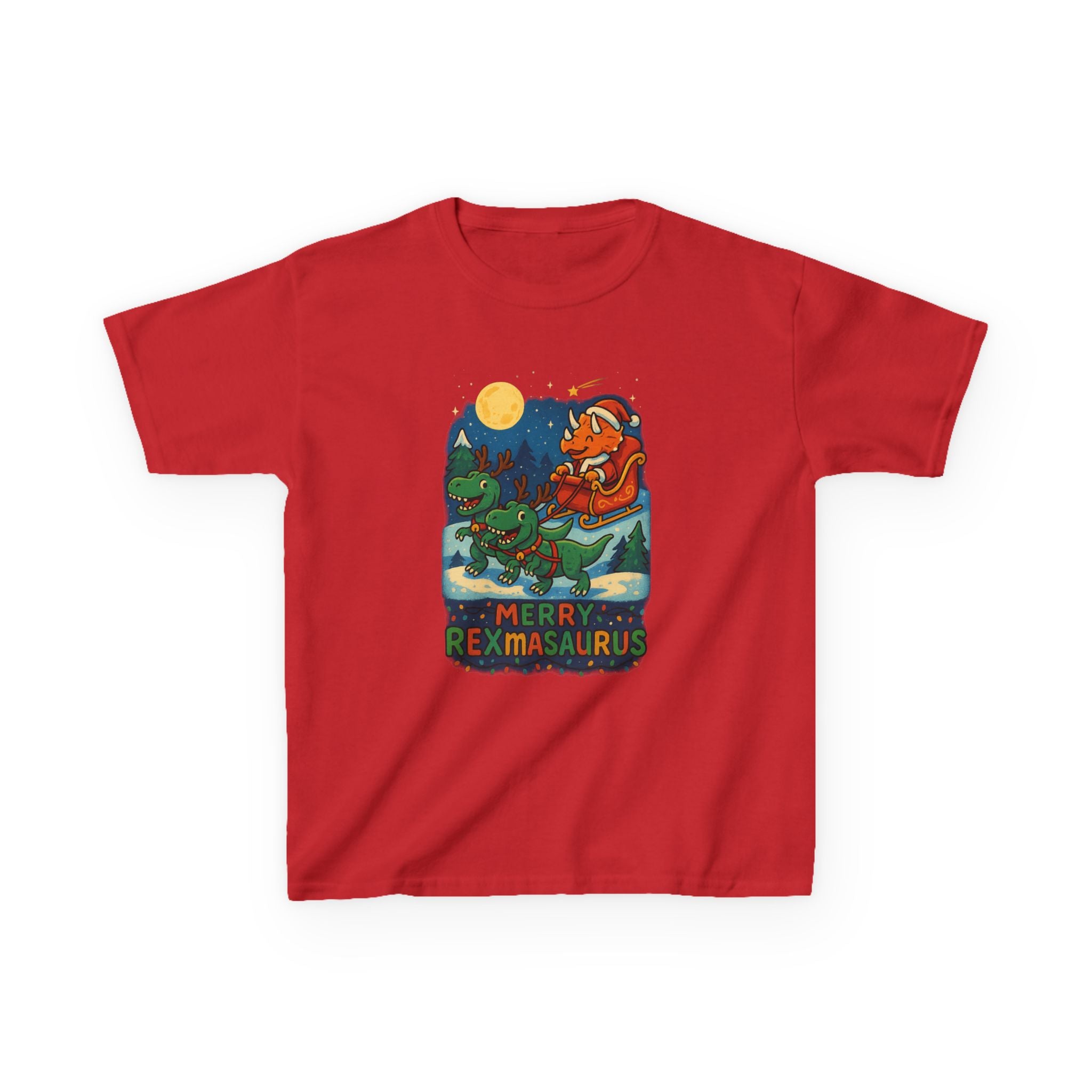 Merry Rexmasaurus Dinosaur Santa Christmas Holiday Kids T-shirt