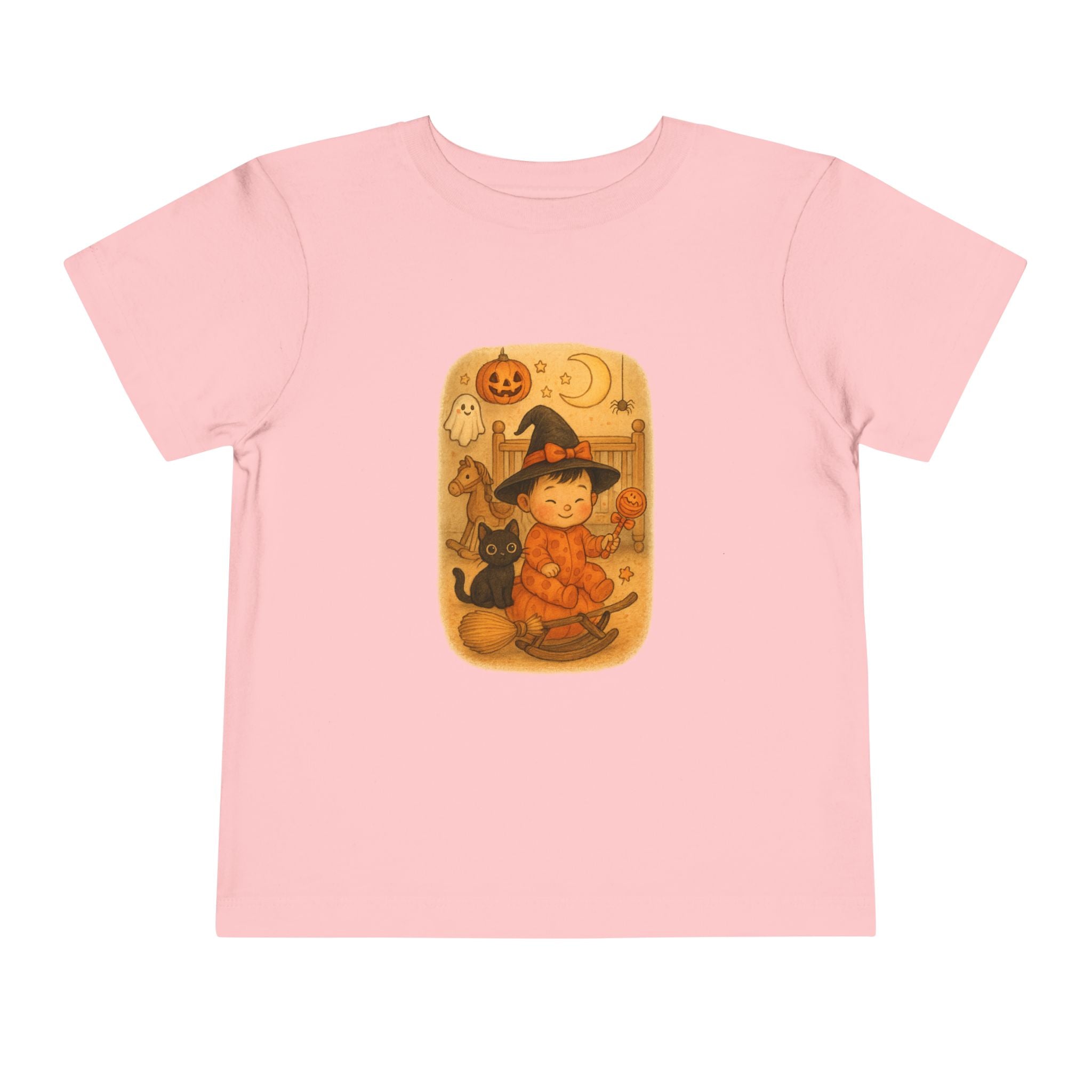 Whimsical Halloween Toddler Tee, Cute Witch Design, Toddler Halloween Costume, Spooky Fun Tee