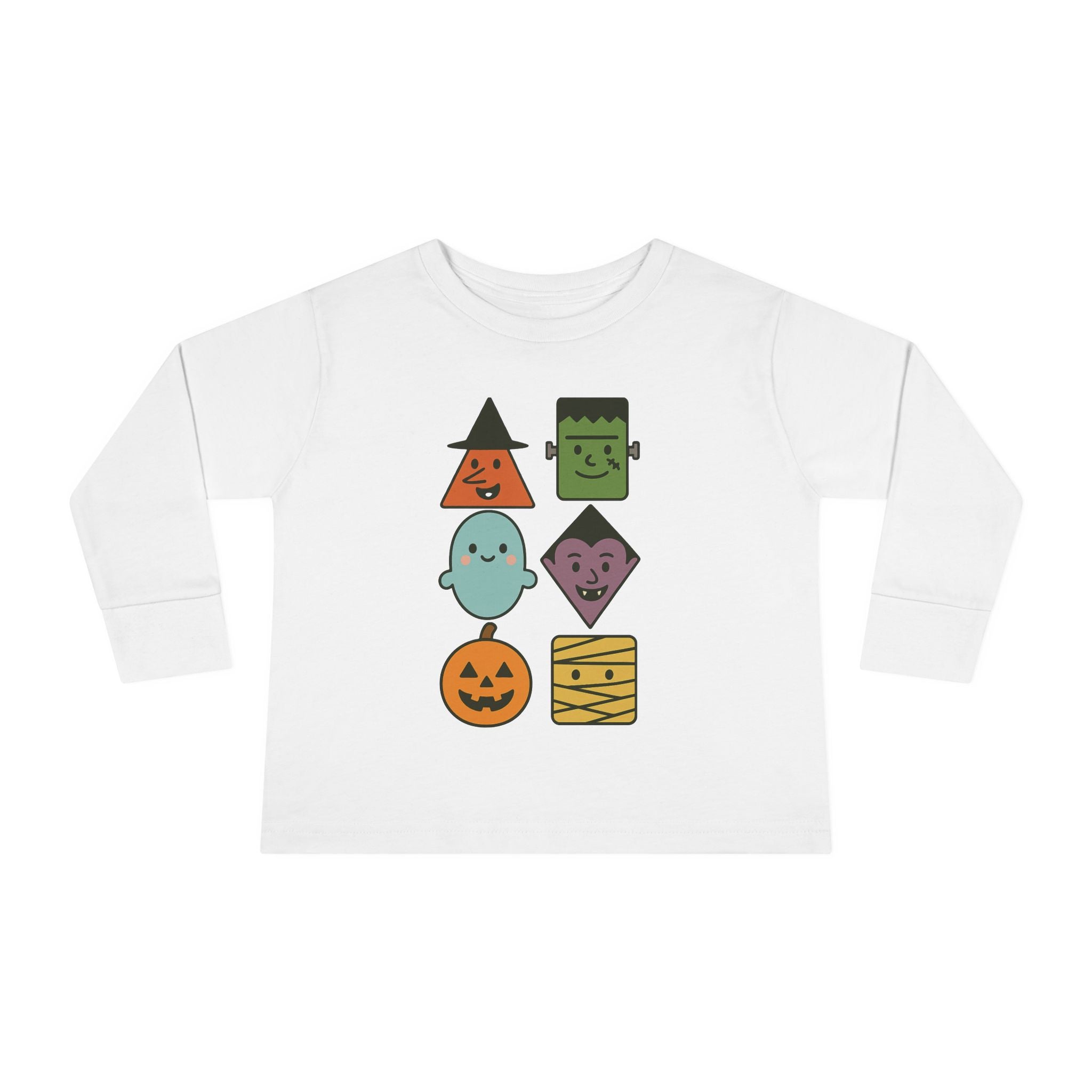 Toddler Long Sleeve Tee - Cute Halloween Shapes, Fall Clothing, Kids Tee, Gift for Toddlers, Seasonal Attire, Holiday Tee
