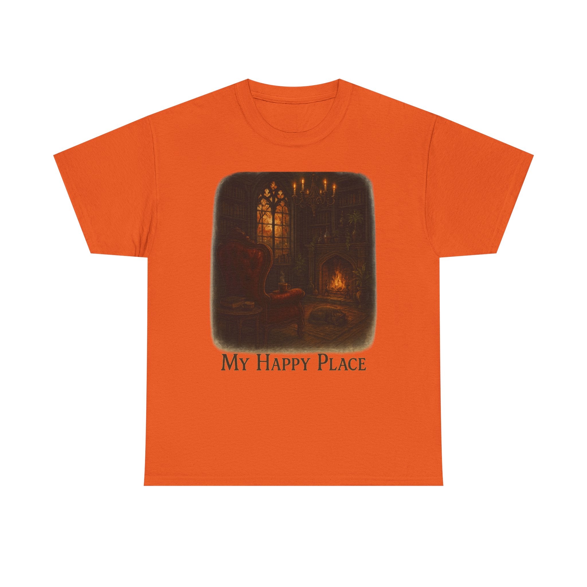 Cozy Unisex Heavy Cotton Tee - 'My Happy Place', Perfect for Relaxation, Gift for Friends, Homebody Essentials, Book Lovers