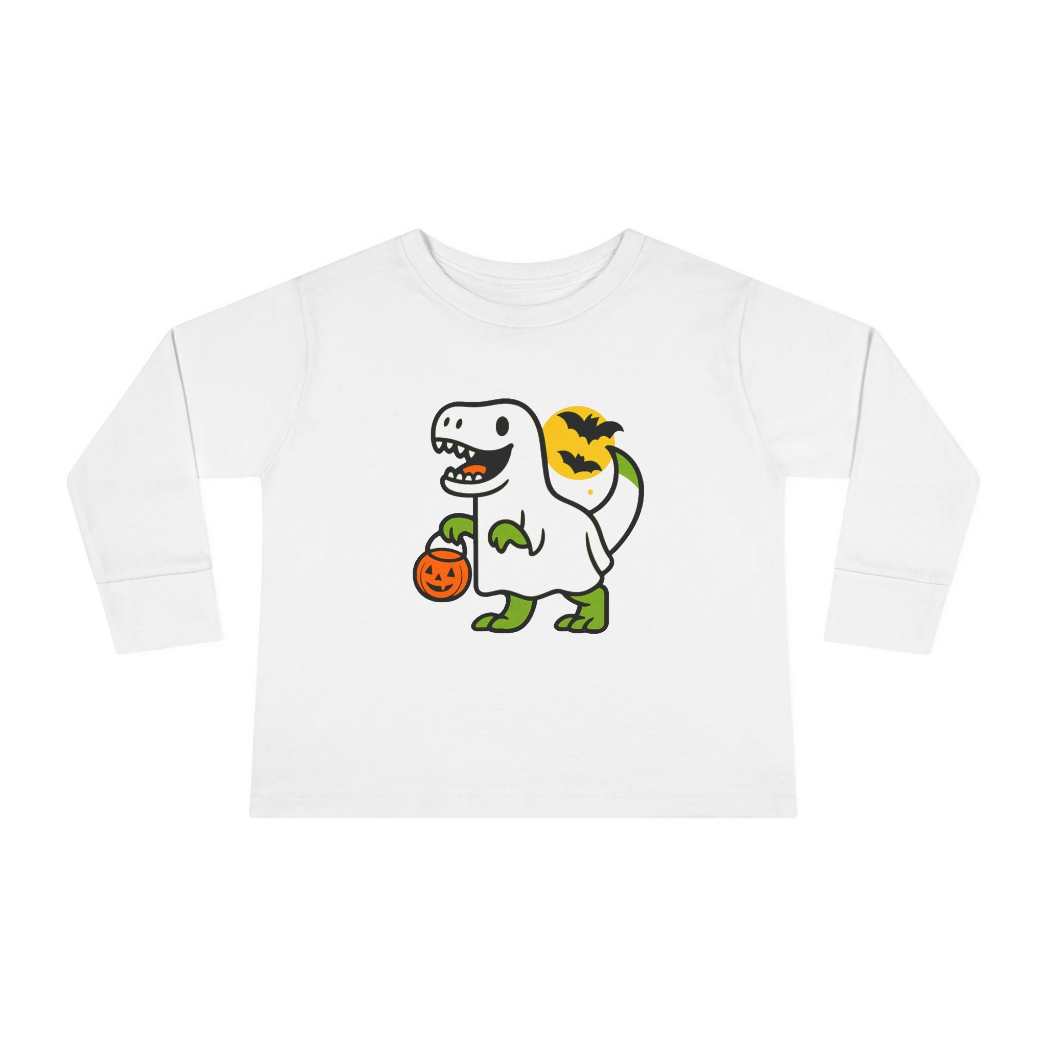 Cute Dino Halloween Toddler Long Sleeve Tee, Kids Halloween Shirt, Dinosaur Costume Top, Toddler Apparel, Fall Fashion
