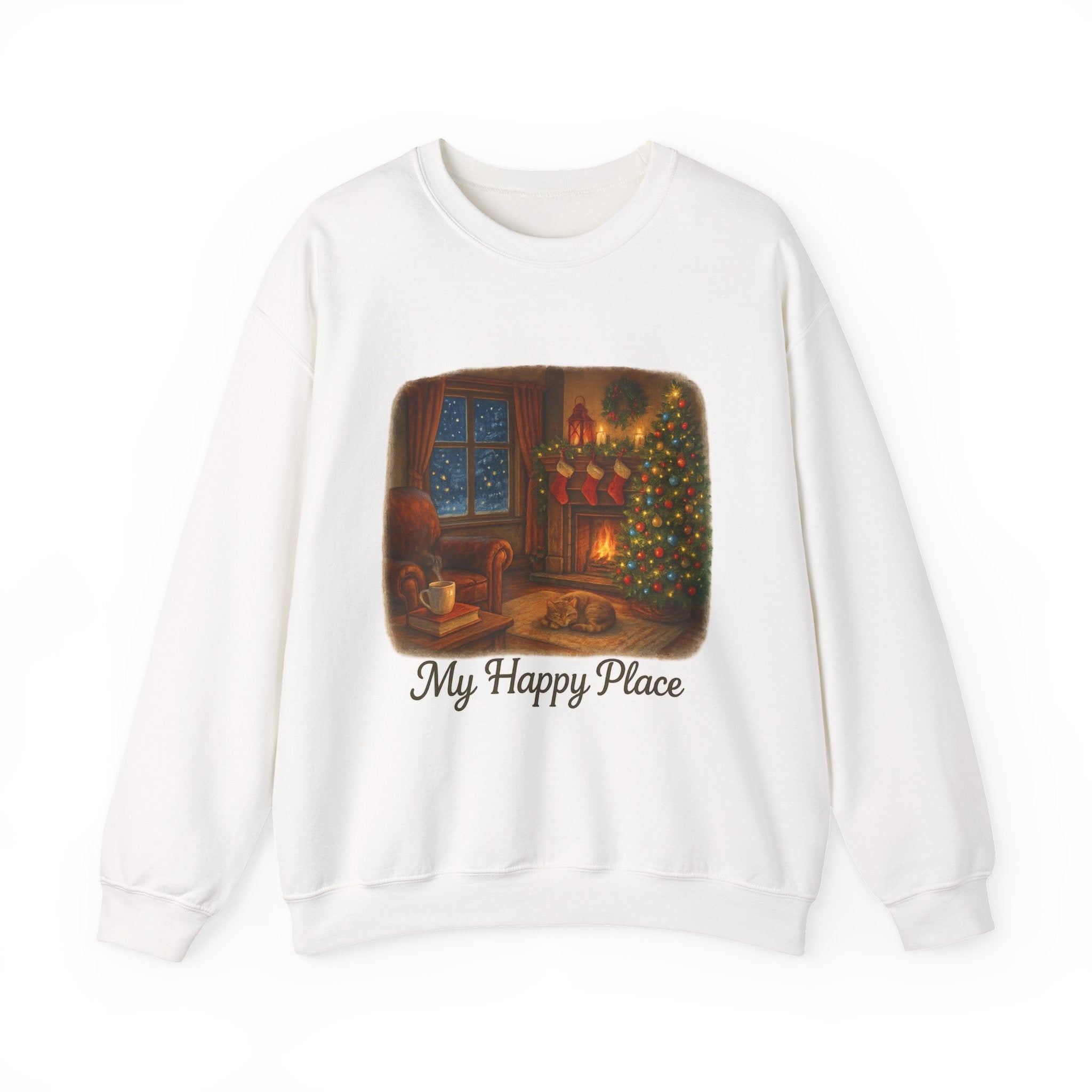 Christmas Living Room - 'My Happy Place' Holiday Crewneck Sweatshirt