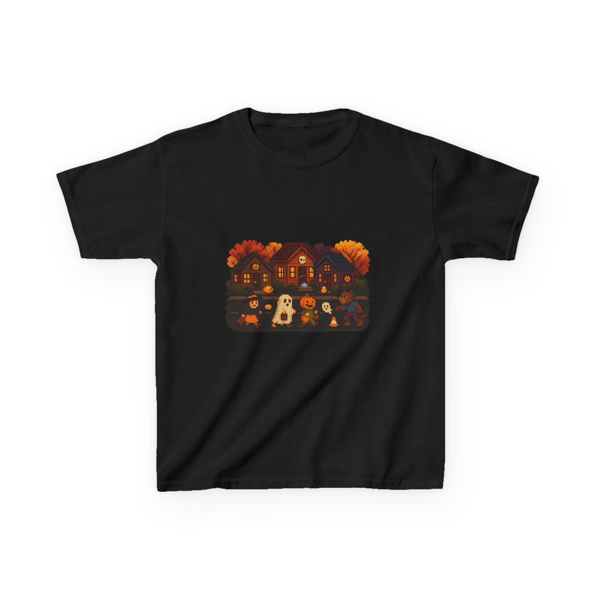 Halloween-Themed Kids Tee, Cute Spooky Ghost Shirt, Vintage Video Game, Trick-or-Treat Apparel T-Shirt
