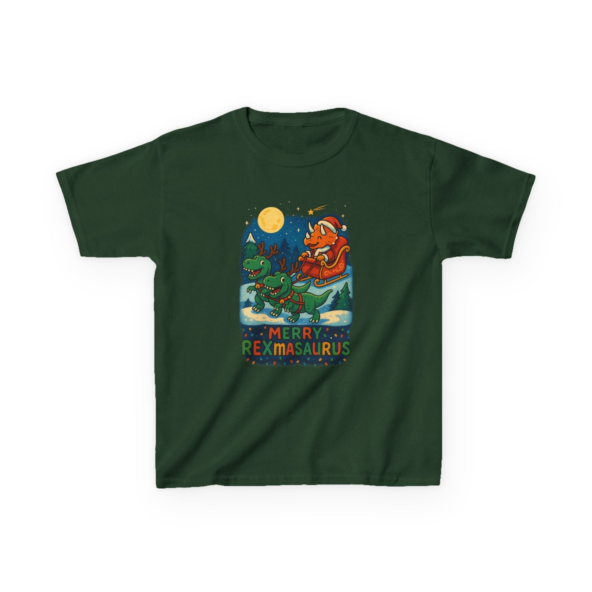Merry Rexmasaurus Dinosaur Santa Christmas Holiday Kids T-shirt