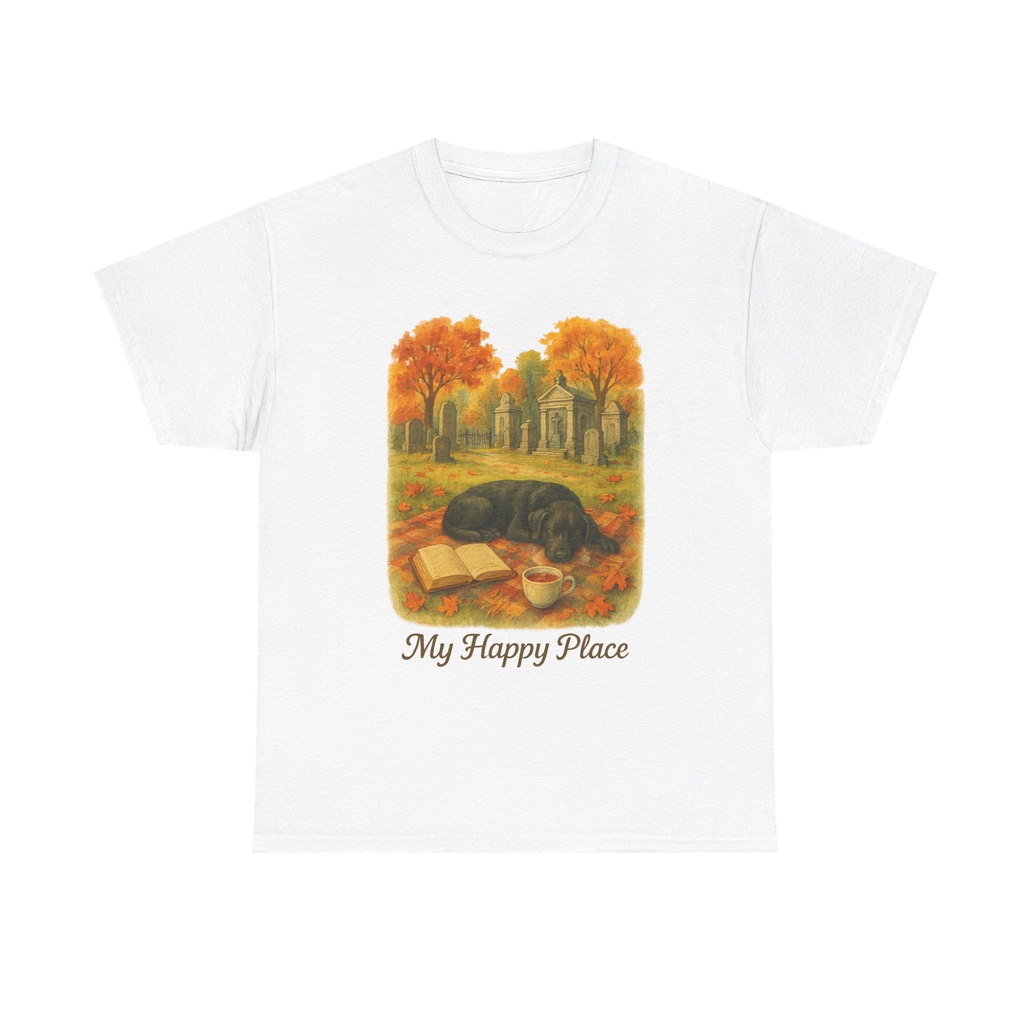 Autumn Serenity Tee, Cozy Cotton Shirt, Gift for Dog Lovers, Fall Apparel, Nature Vibes, My Happy Place t-shirt, Book Lovers