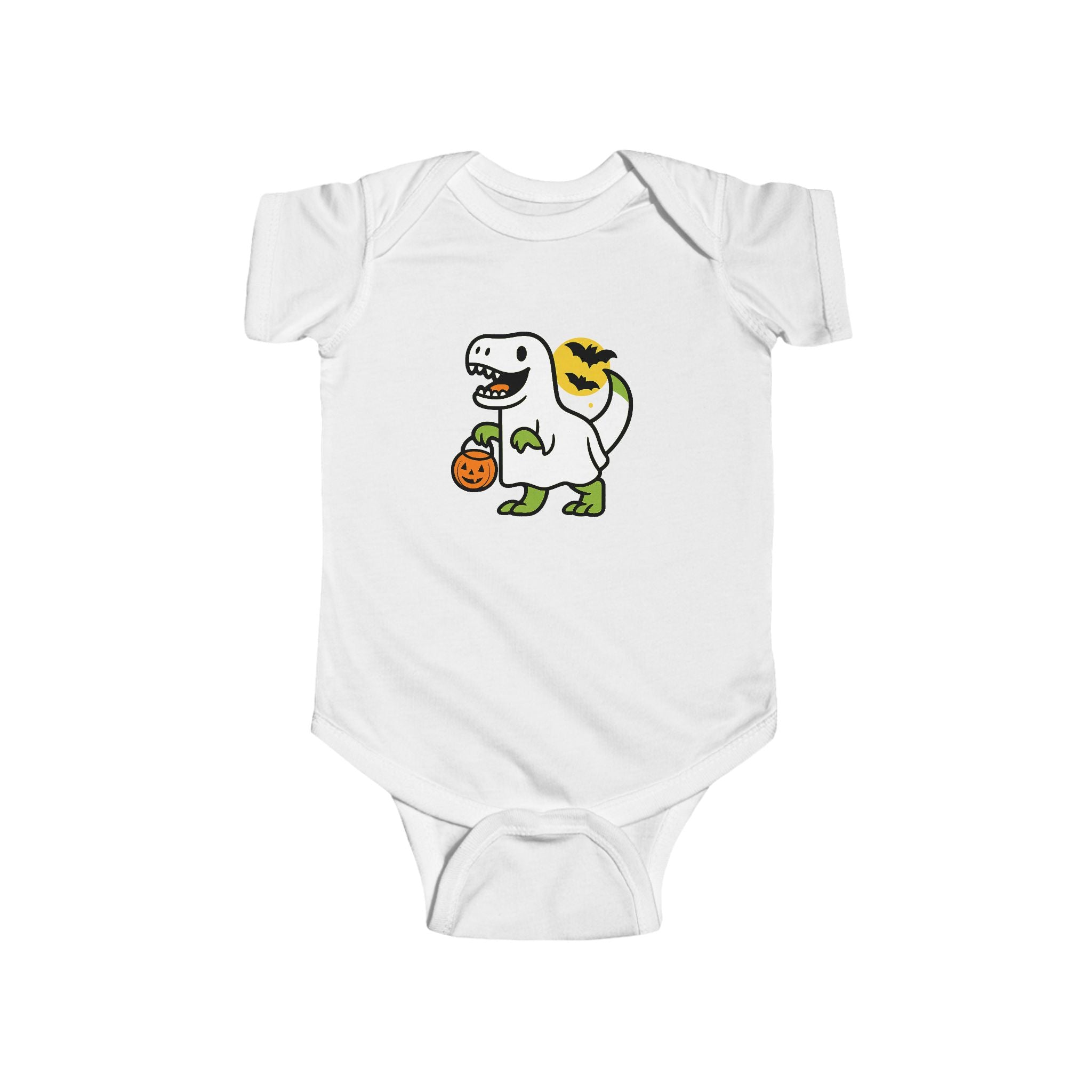 Dinosaur Ghost Halloween Baby Onesie Tee, Trick-or-Treat Dino Costume