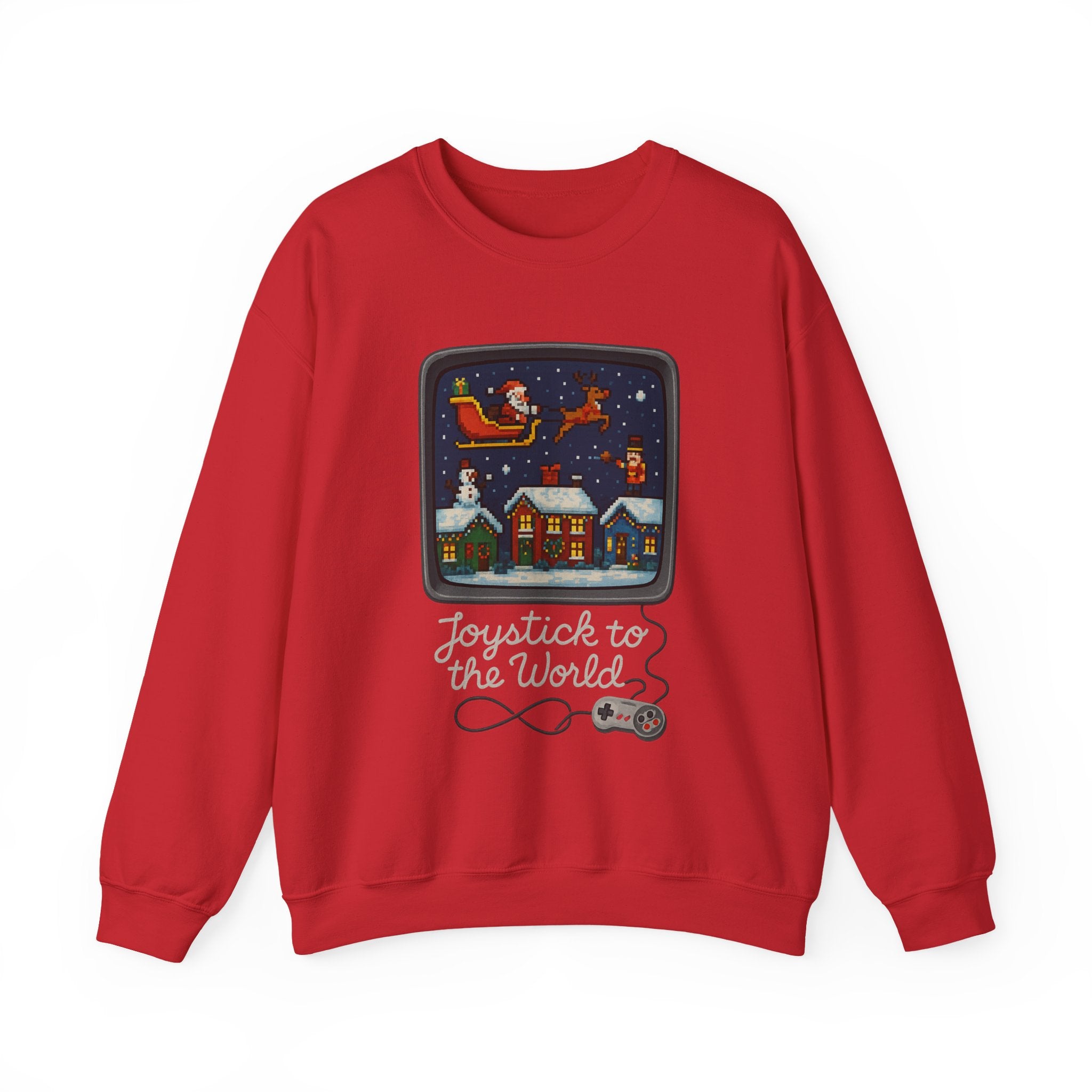 Christmas Video Game Nostalgic Tee "Joystick to the World" Retro Holiday Gaming Sweatshirt