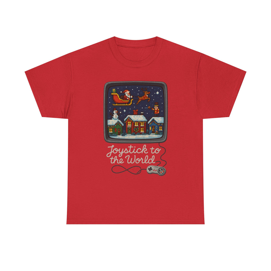 Christmas Video Game Nostalgic Tee "Joystick to the World" Retro Holiday Gaming T-Shirt