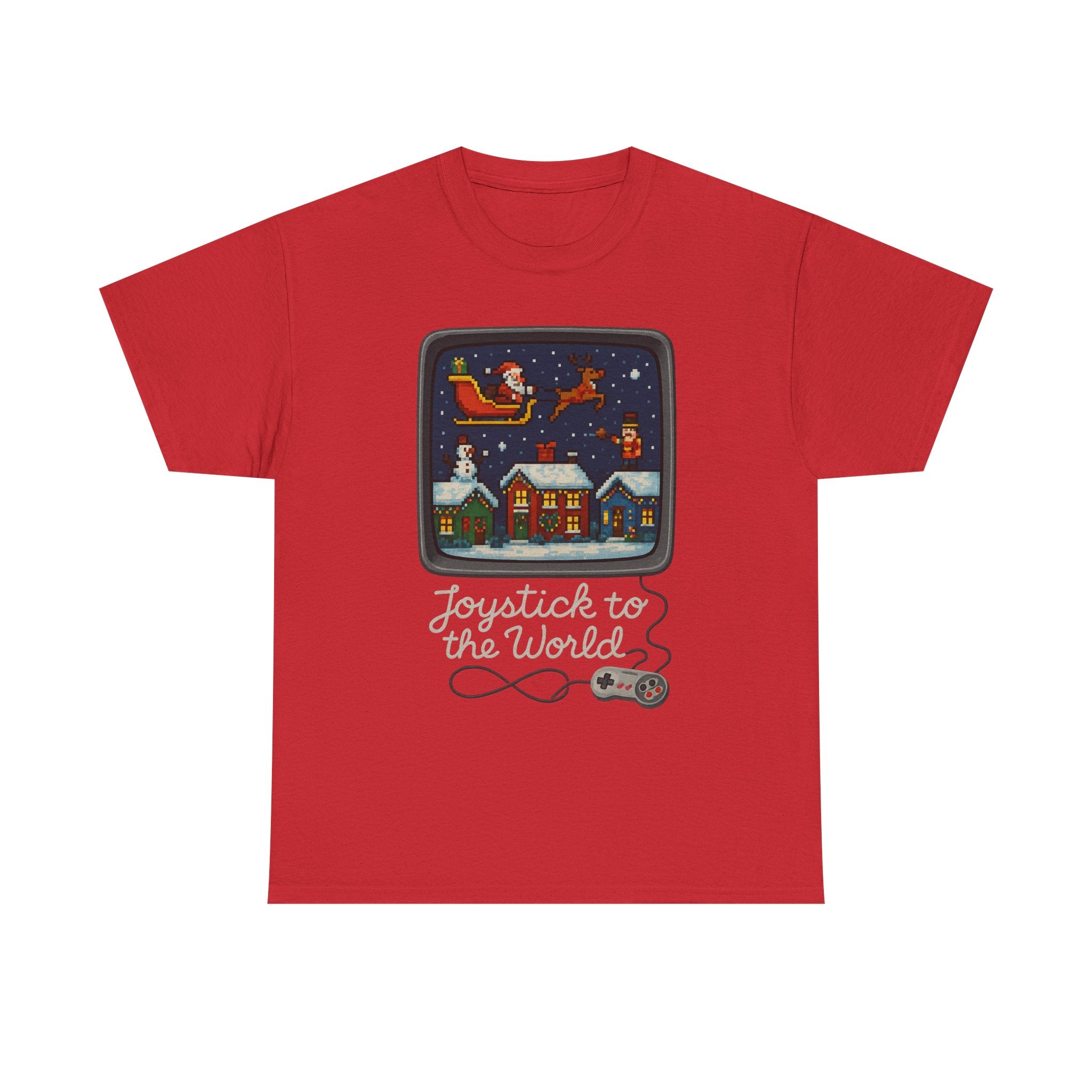 Christmas Video Game Nostalgic Tee "Joystick to the World" Retro Holiday Gaming T-Shirt