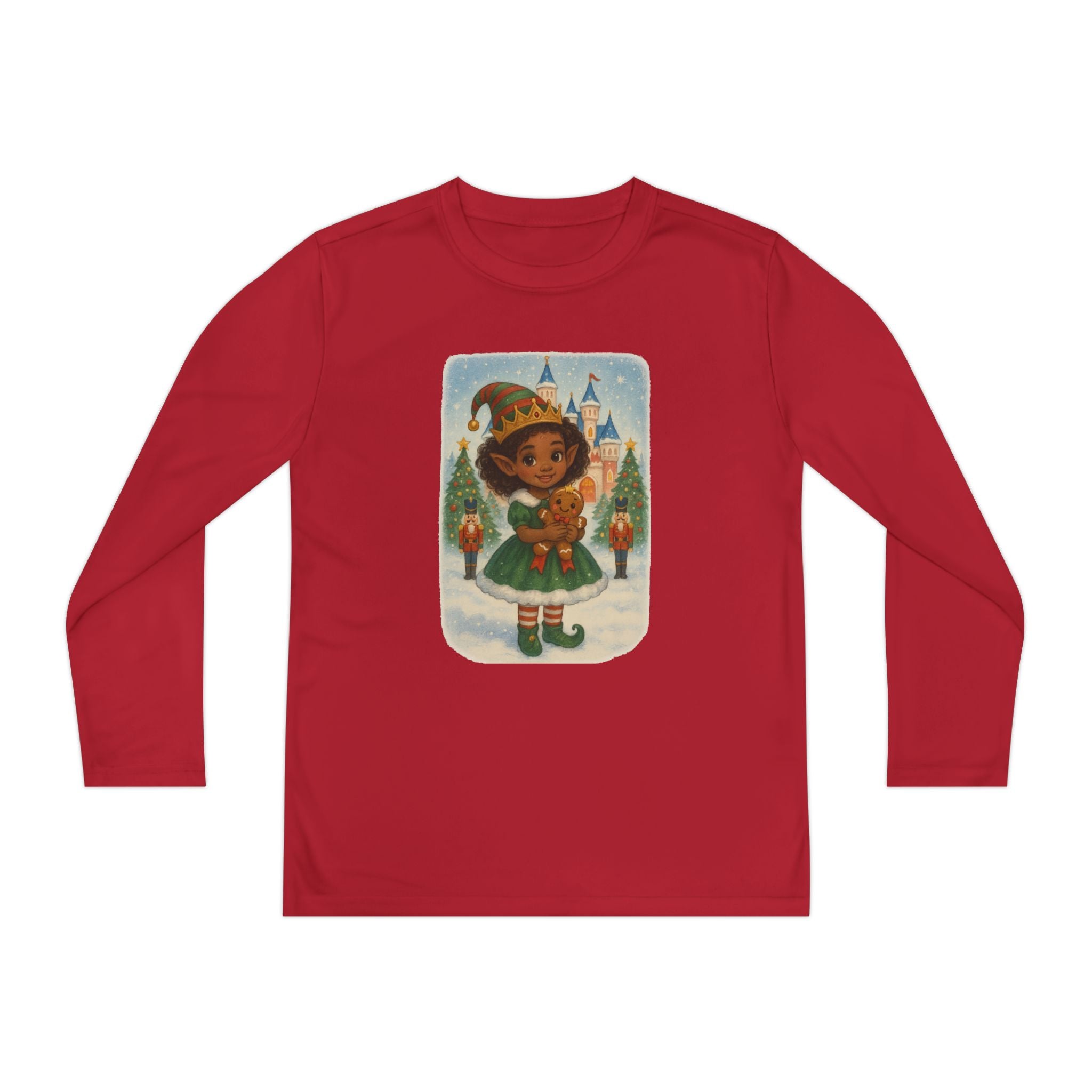 Festive Youth Long Sleeve Tee - Holiday Christmas Elf Princess