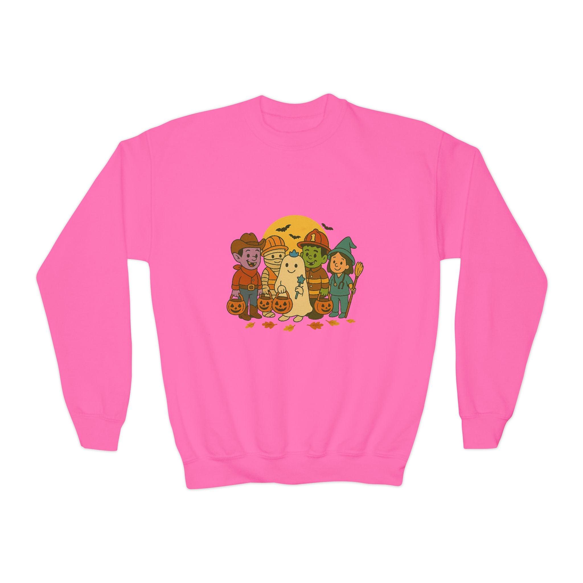 Halloween Kids Crewneck Sweatshirt, Pumpkin Costume Sweatshirt, Autumn Youth Clothing, Fun Holiday Gift