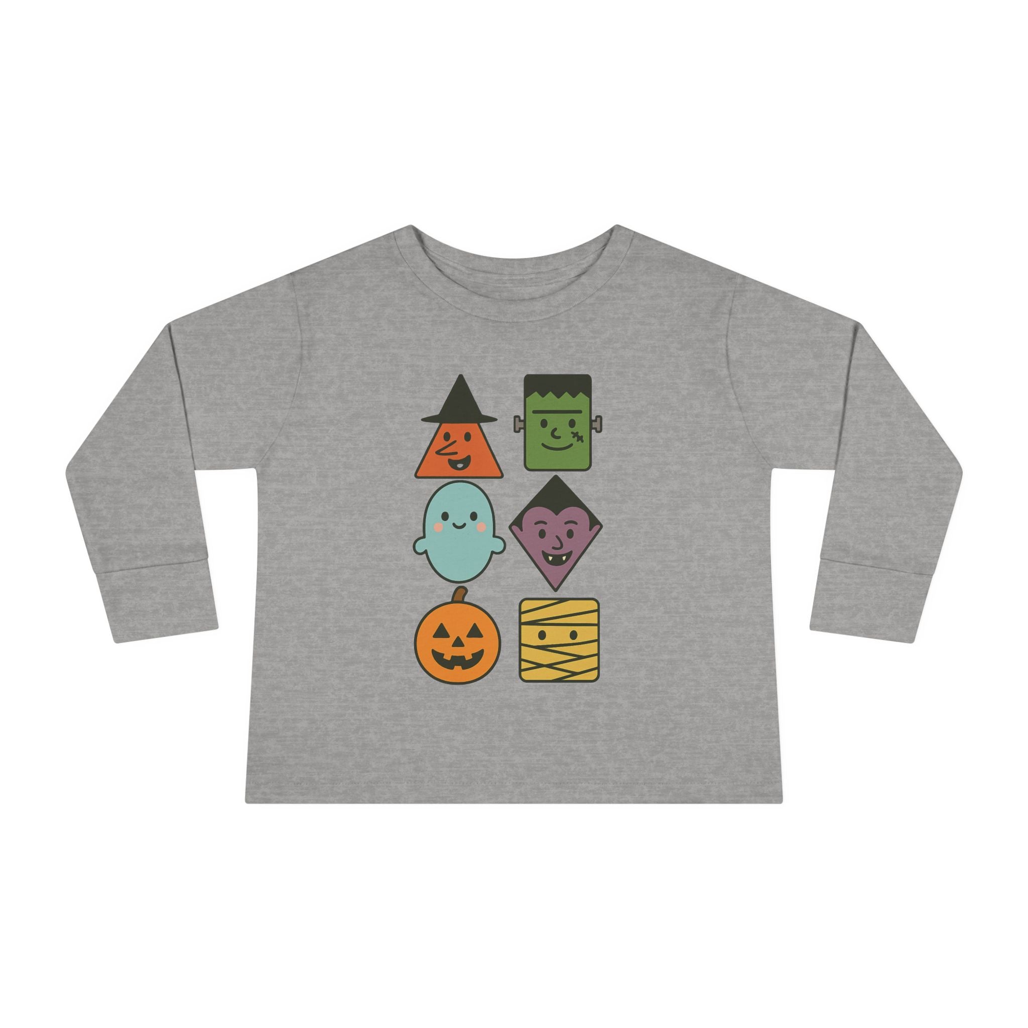 Toddler Long Sleeve Tee - Cute Halloween Shapes, Fall Clothing, Kids Tee, Gift for Toddlers, Seasonal Attire, Holiday Tee