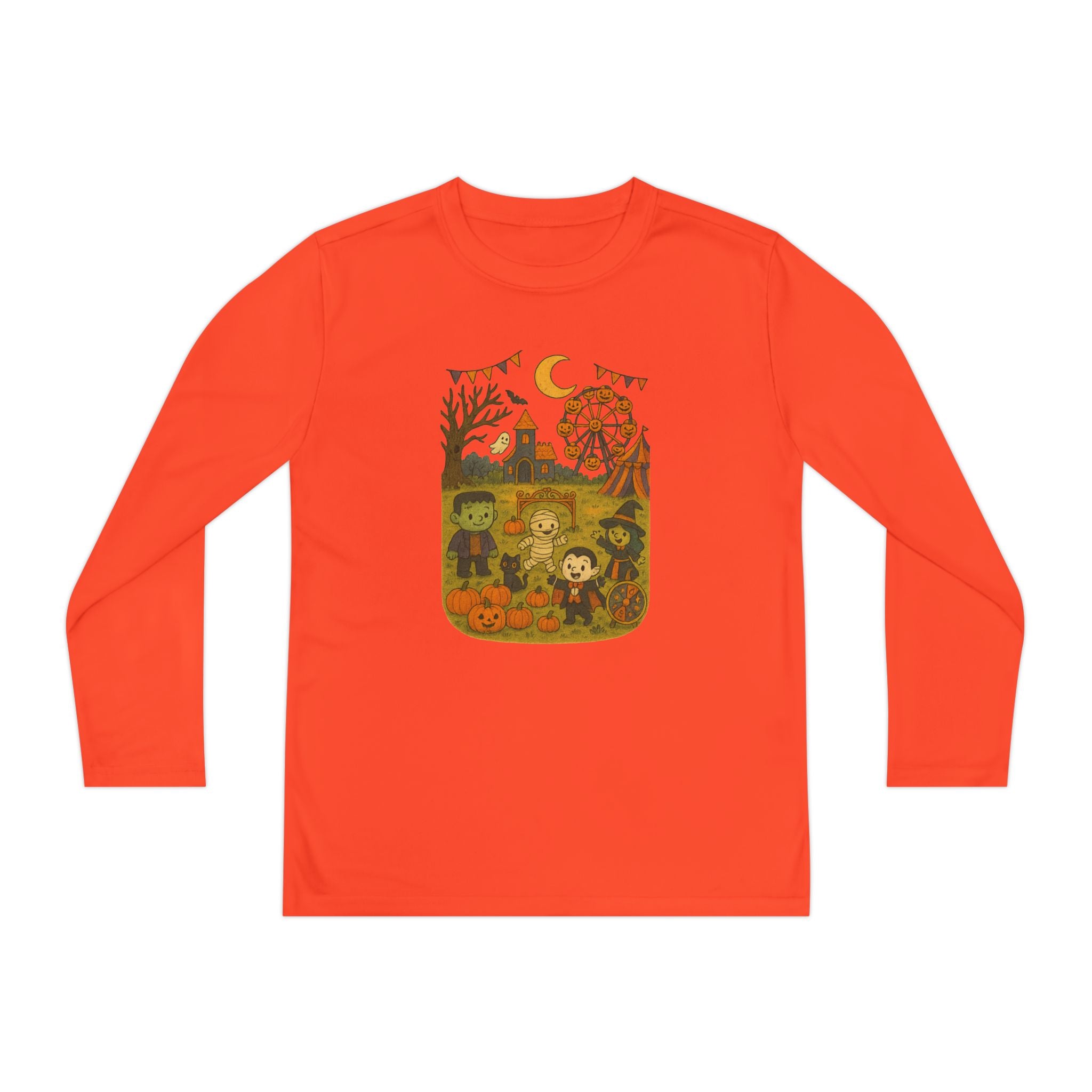 Spooky Halloween Youth Long Sleeve Tee, Fall T-Shirt, Trick-or-Treat Shirt, Kids Costume Top, Halloween Party Wear