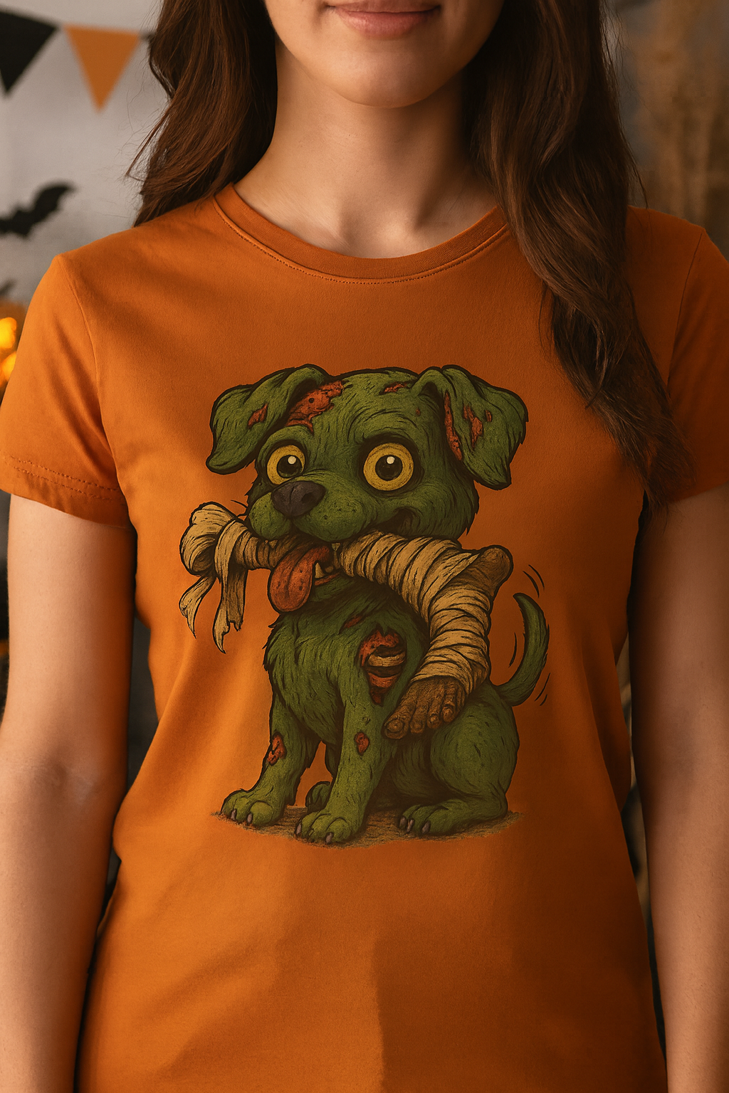 Playful Zombie Dog Unisex Tee, Fun Halloween Costume Shirt, Pet Lover Gift, Casual Everyday Wear, Unique Animal Graphic Tee