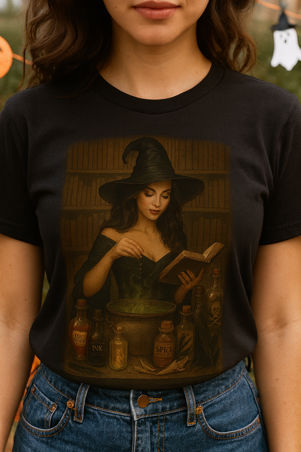 Witchy Reading Tee, Halloween Gift, Unisex T-Shirt, Book Lover Apparel, Magical Vibe, Spooky Season Fashion